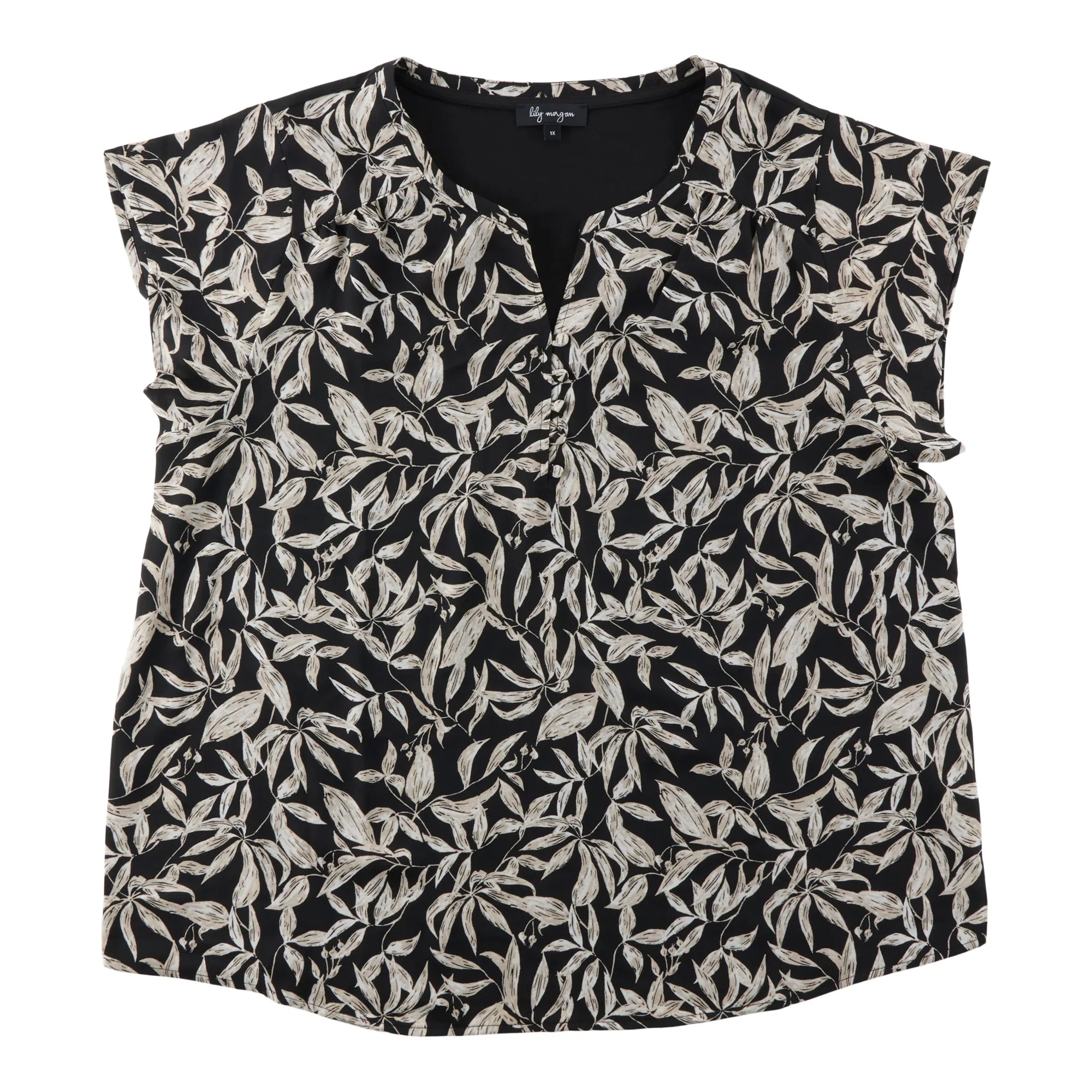 lily morgan Women's Plus V-Neck Short Sleeve Blouse sold by Giant Tiger