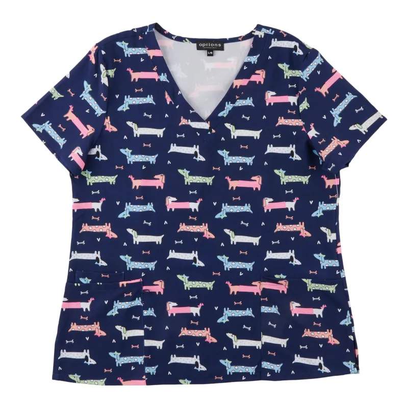 Options Women's Printed V-Neck Scrub Top sold by Giant Tiger
