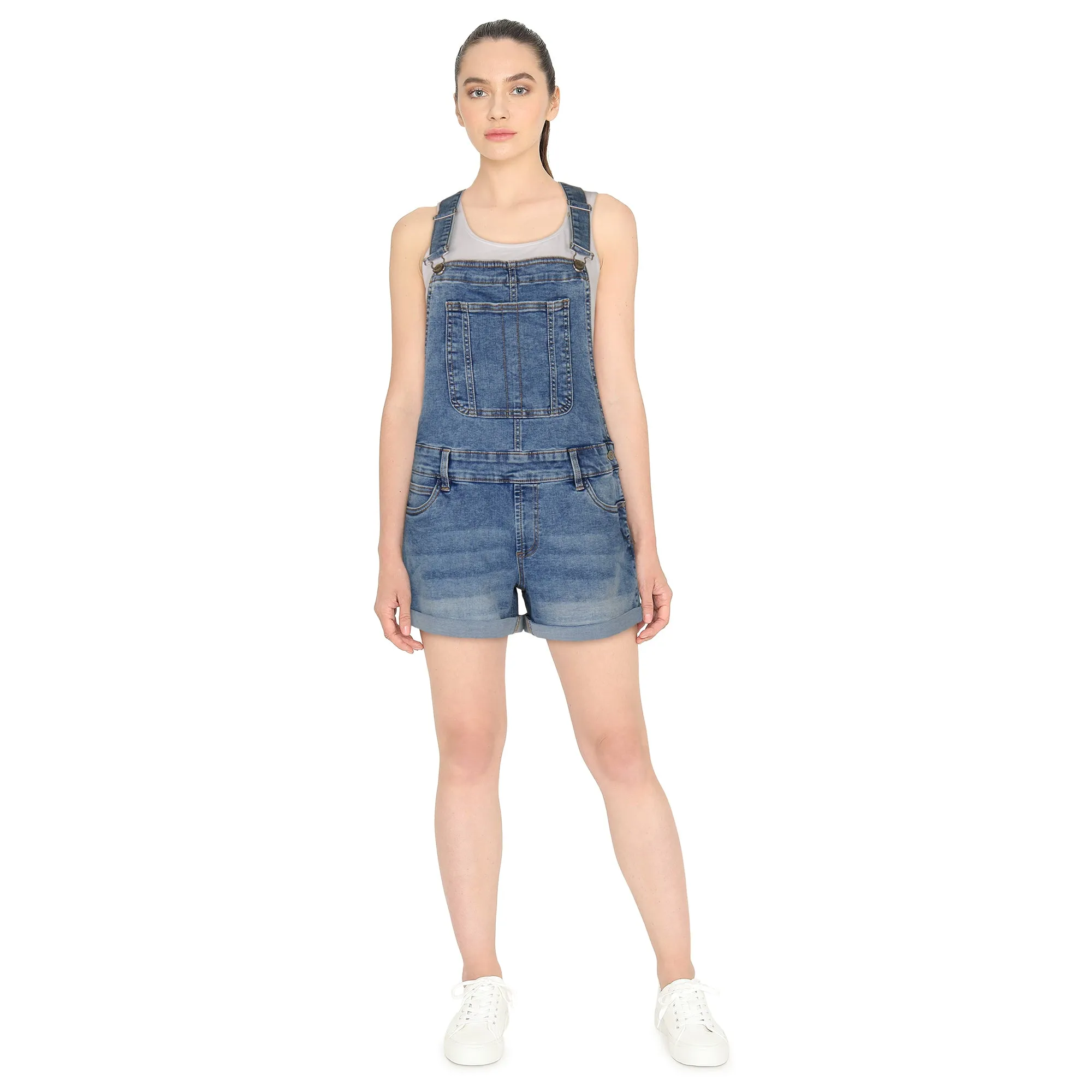 mySTYLE Women's Cuffed Denim Shortall sold by Giant Tiger