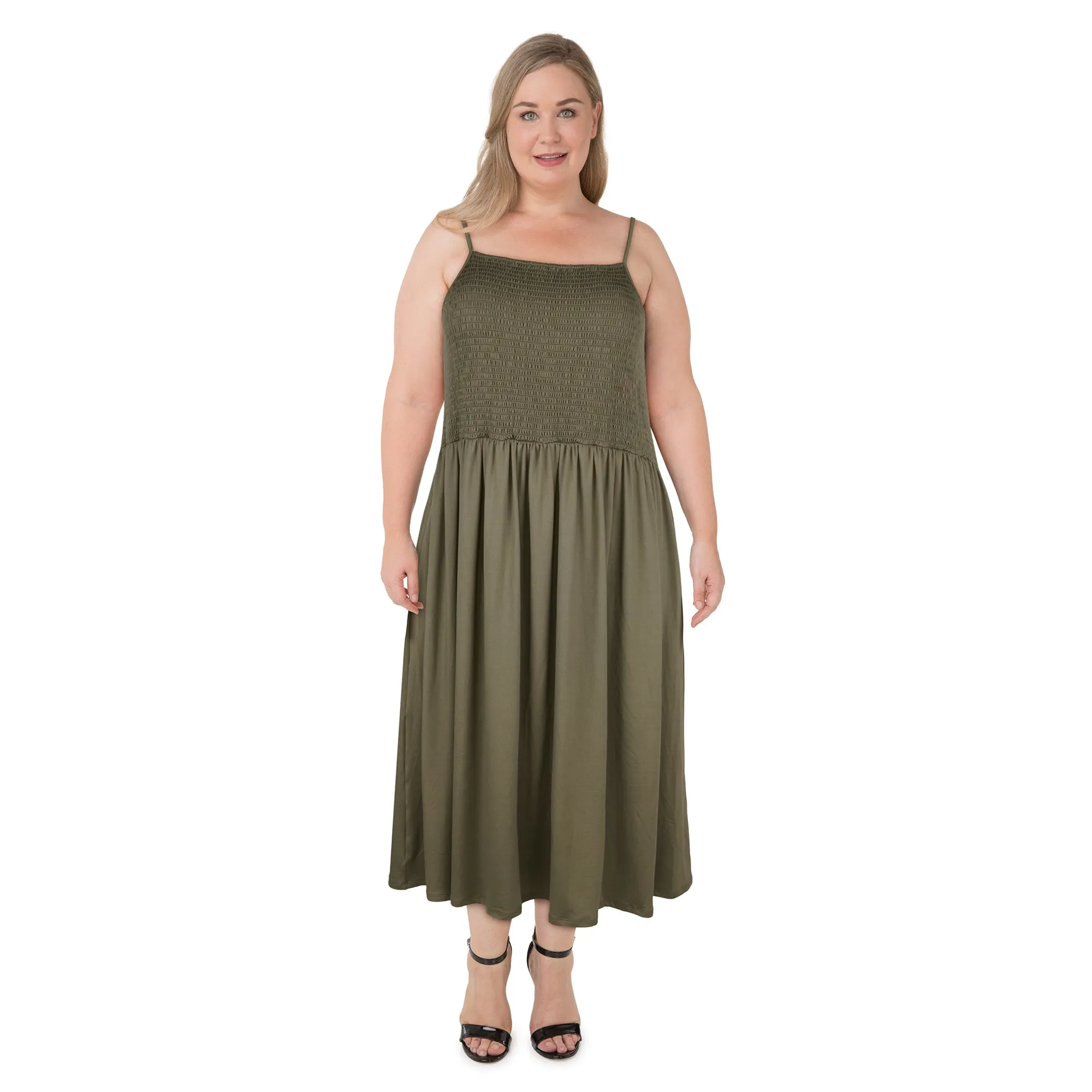 mySTYLE Women's Plus Smocked Midi Dress sold by Giant Tiger product image thumbnail 3