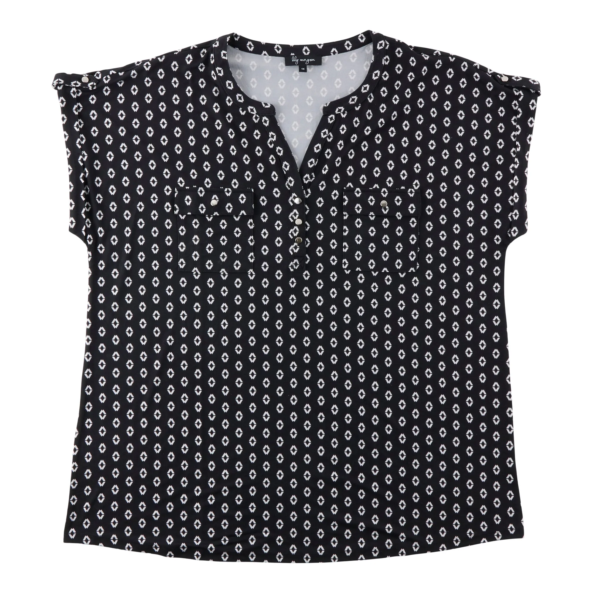 lily morgan Women's Plus V-Neck Short Sleeve Top sold by Giant Tiger product image thumbnail 2