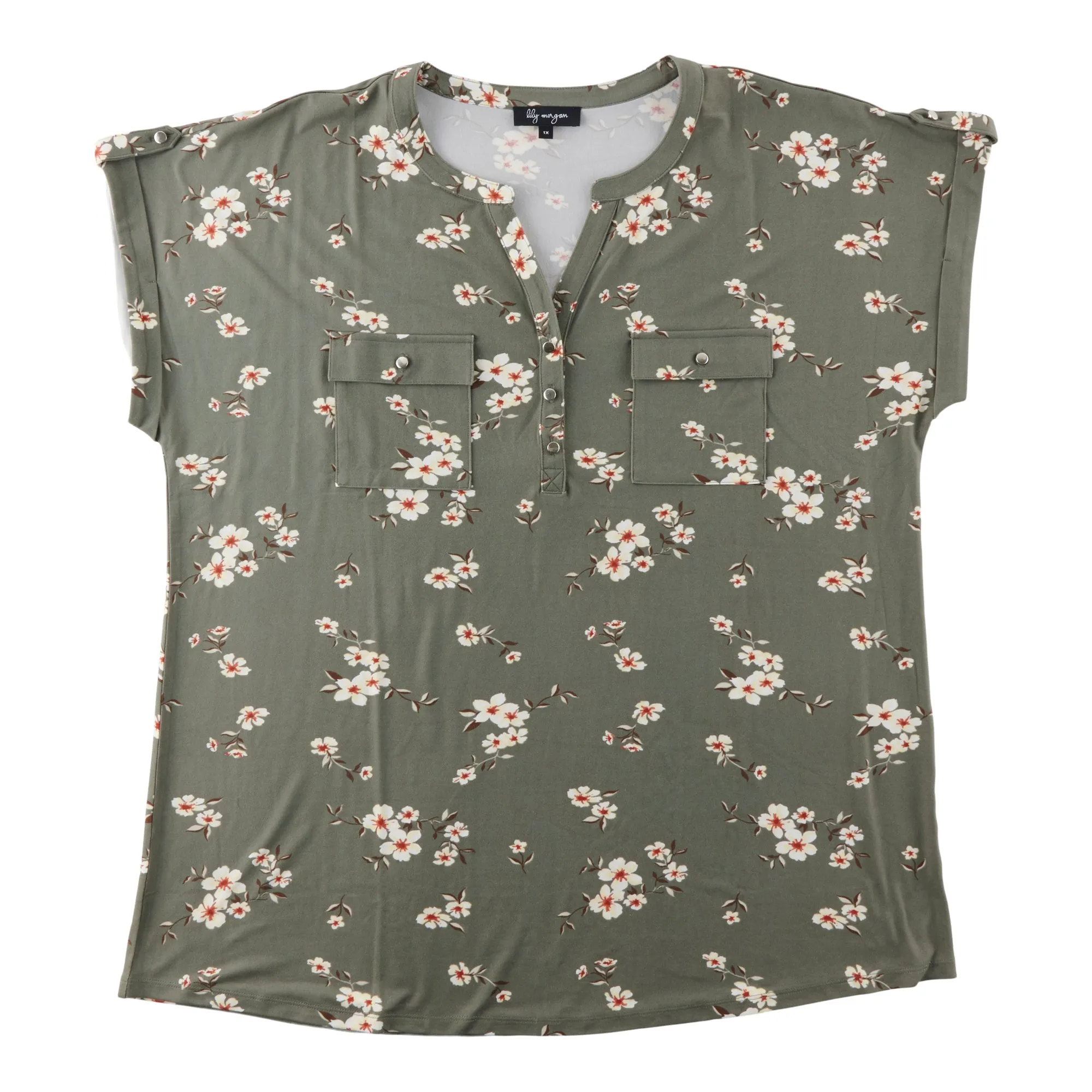 lily morgan Women's Plus V-Neck Short Sleeve Top sold by Giant Tiger product image thumbnail 4