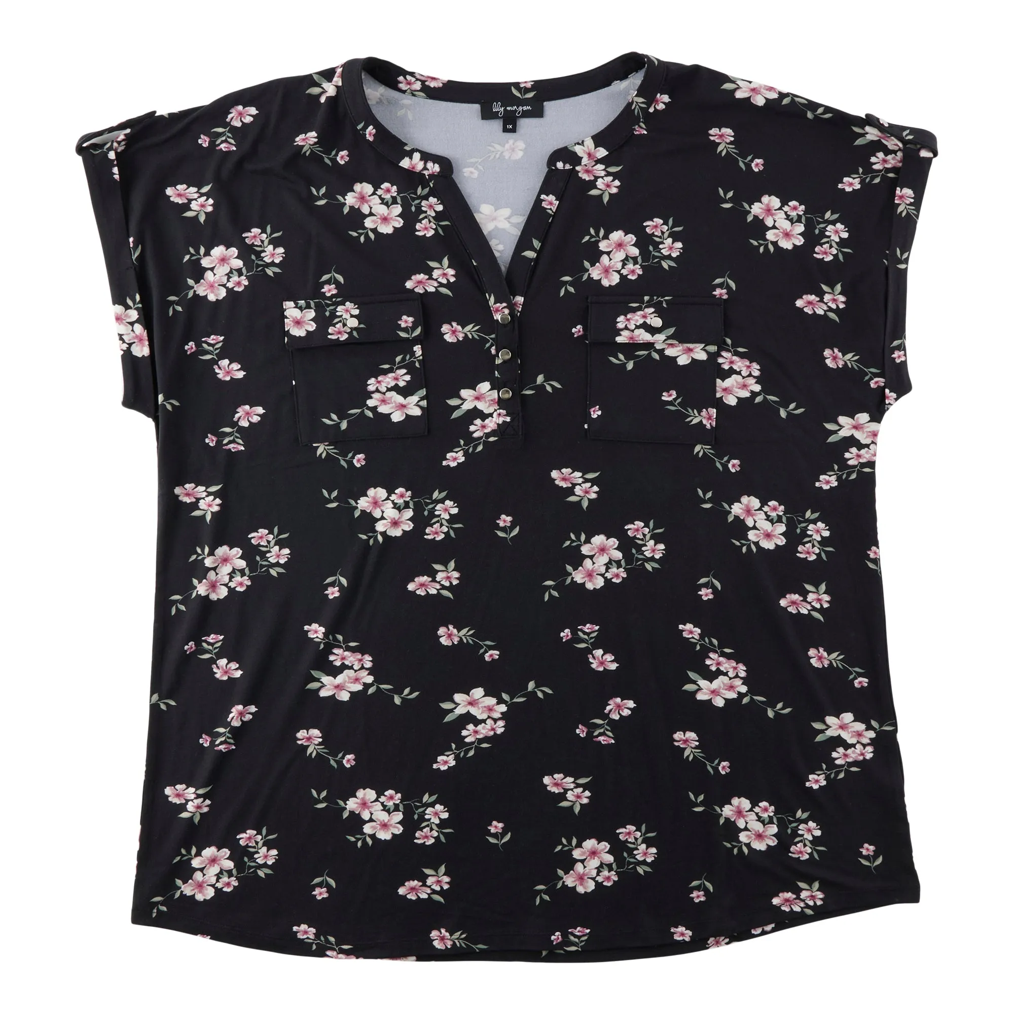 lily morgan Women's Plus V-Neck Short Sleeve Top sold by Giant Tiger