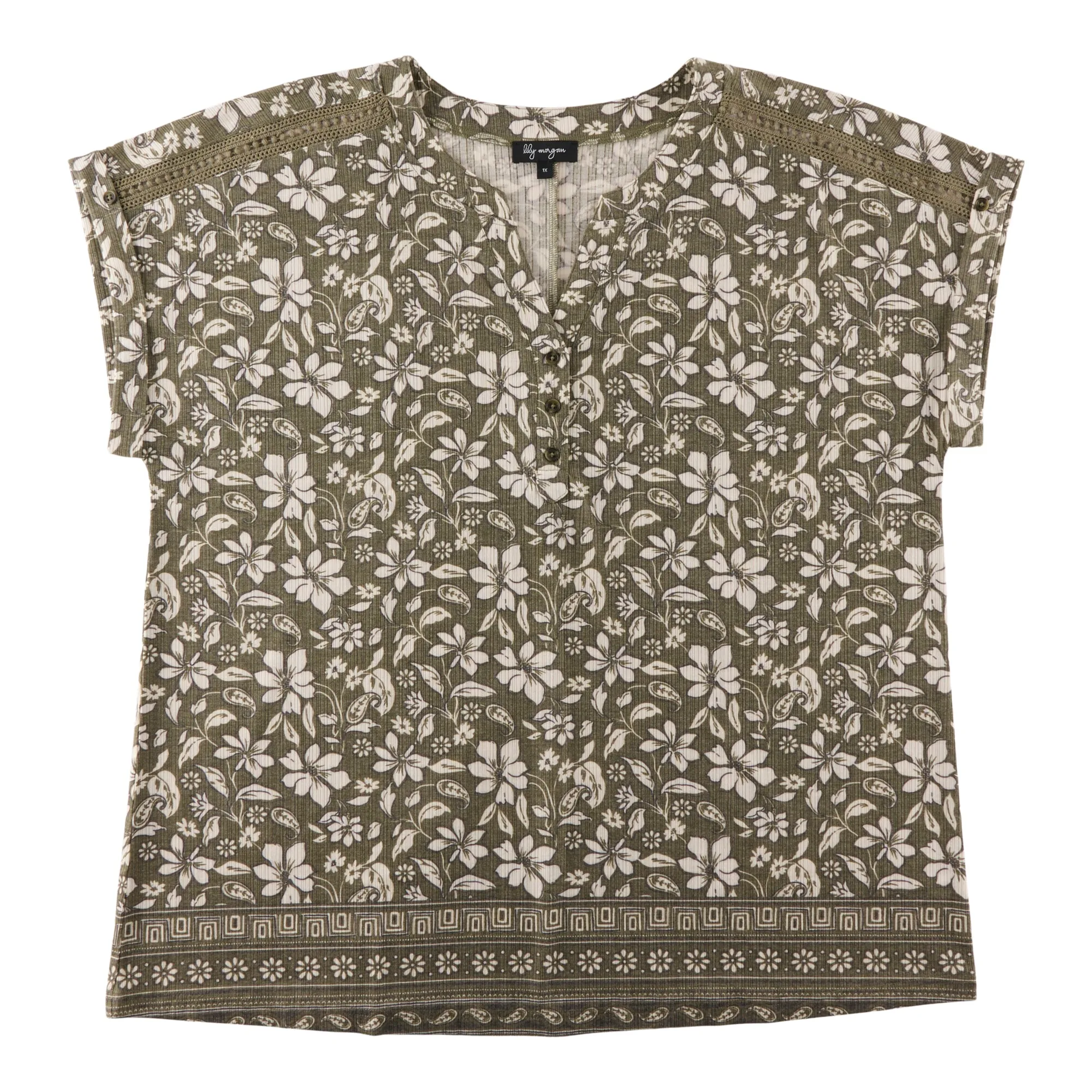 lily morgan Women's Plus V-Neck Cap Sleeve Top sold by Giant Tiger product image thumbnail 3