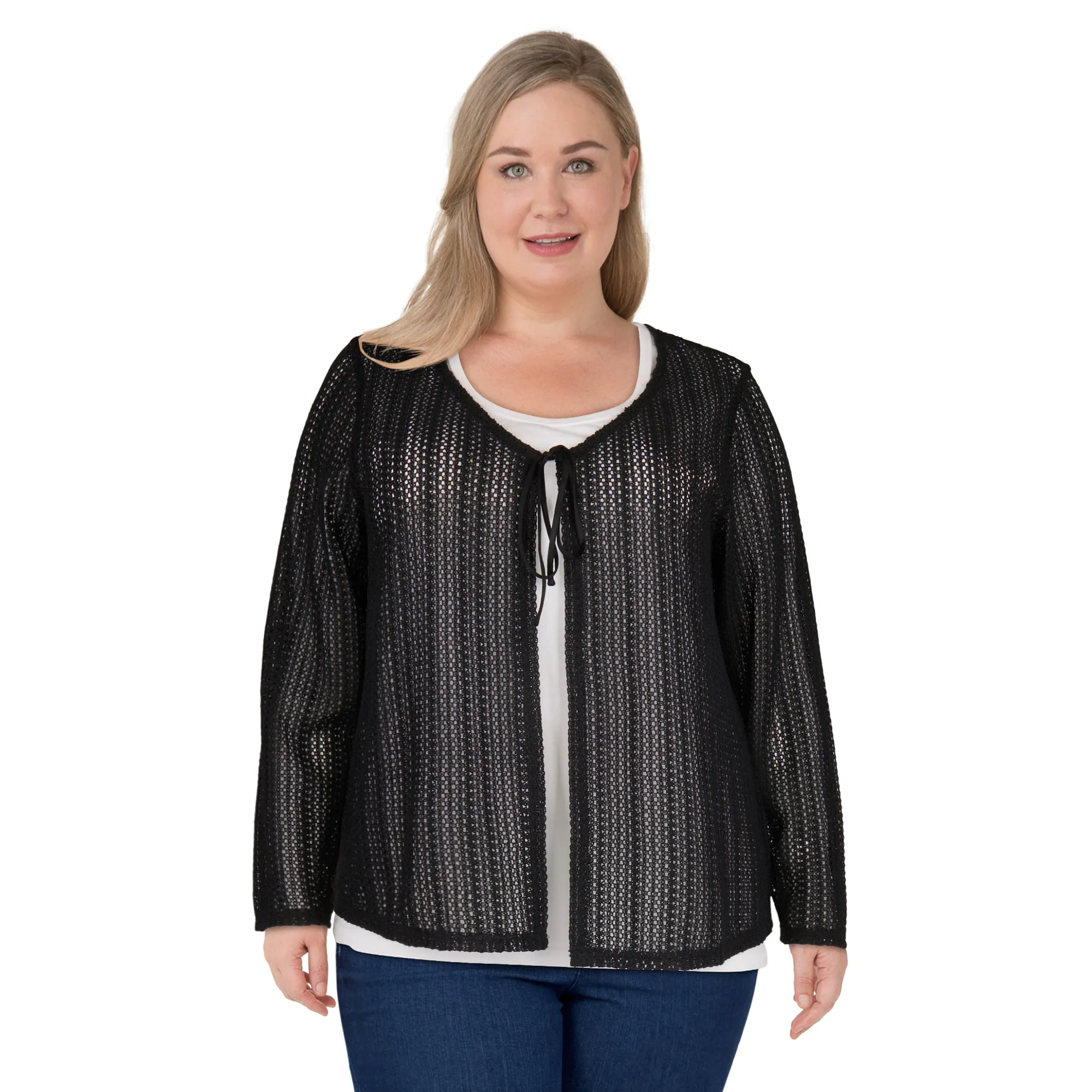 lily morgan Women's Plus Crochet Cardigan sold by Giant Tiger