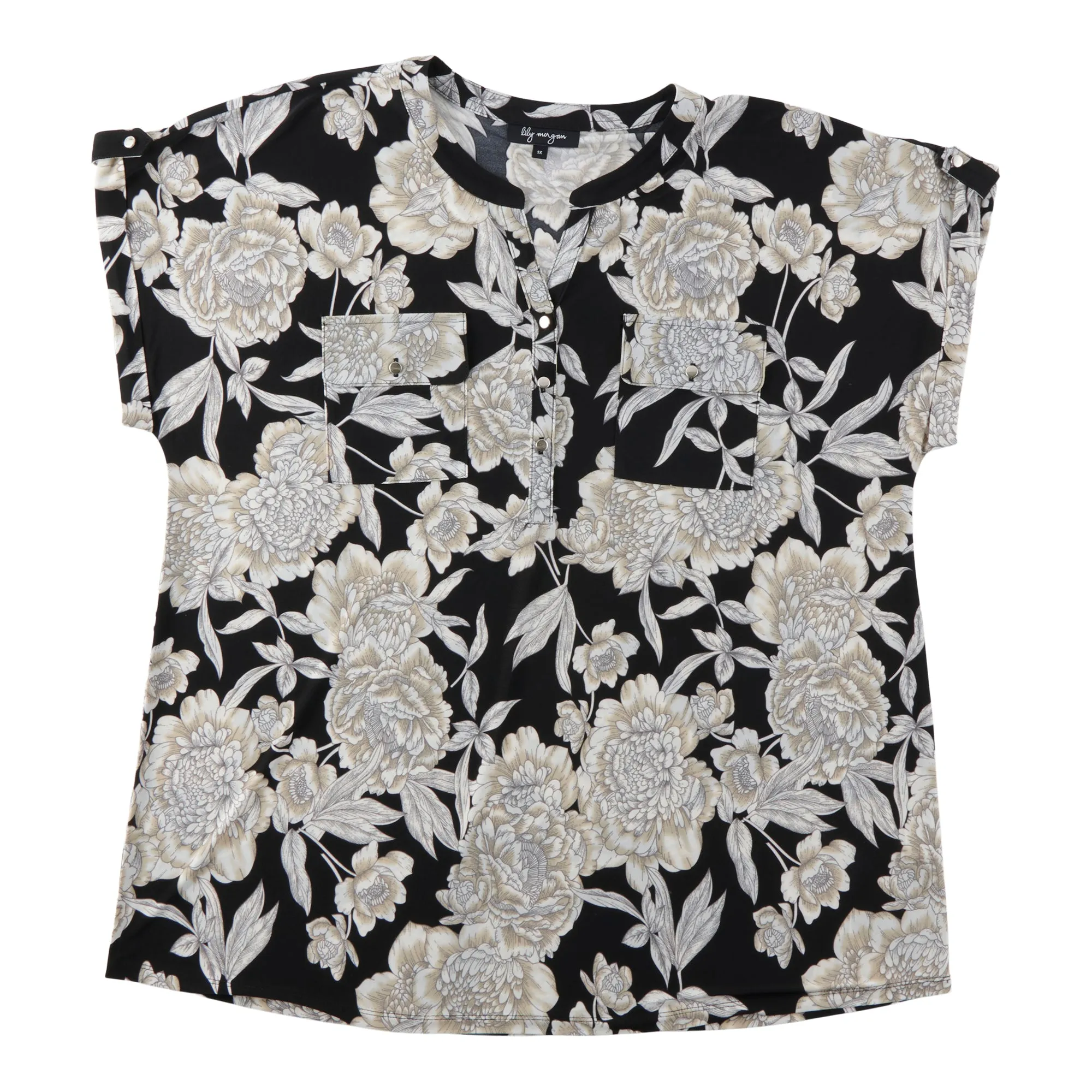 lily morgan Women's Plus Cap Sleeve Printed Top sold by Giant Tiger product image thumbnail 3