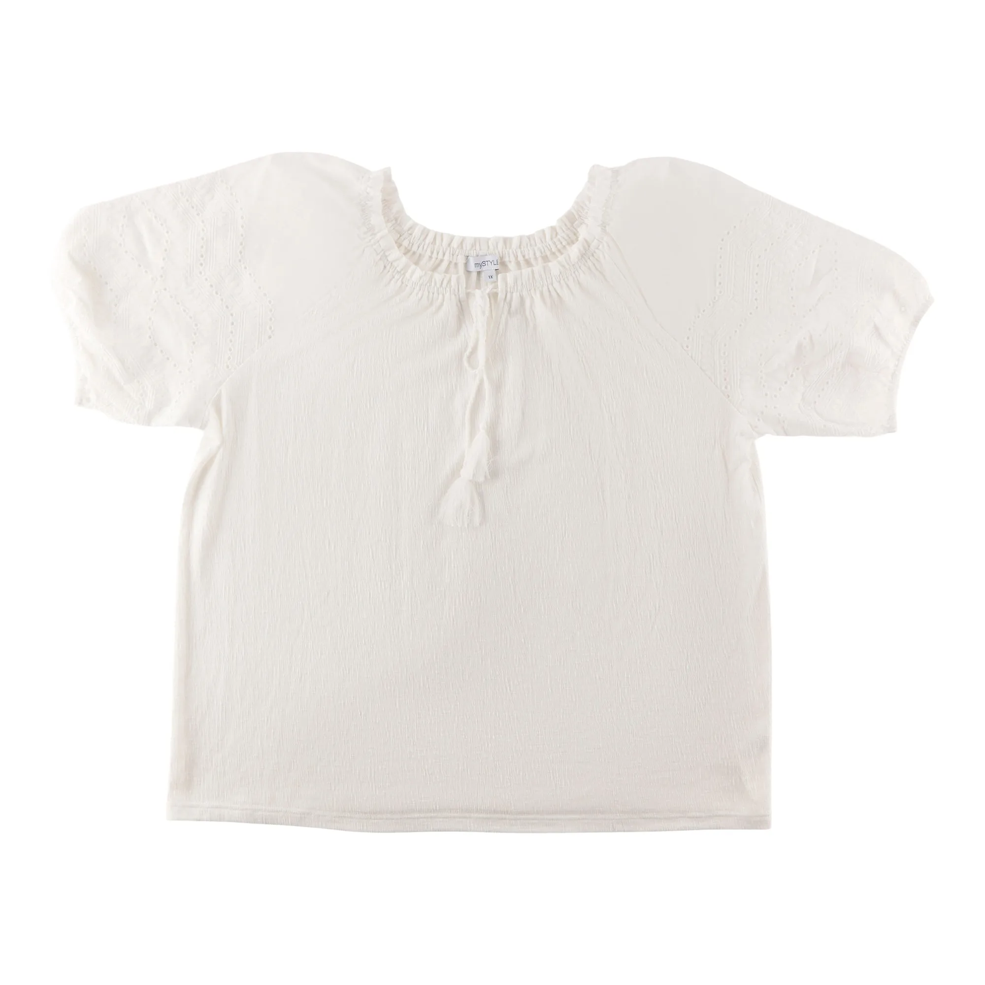 mySTYLE Women's Plus Crinkle Eyelet Top sold by Giant Tiger