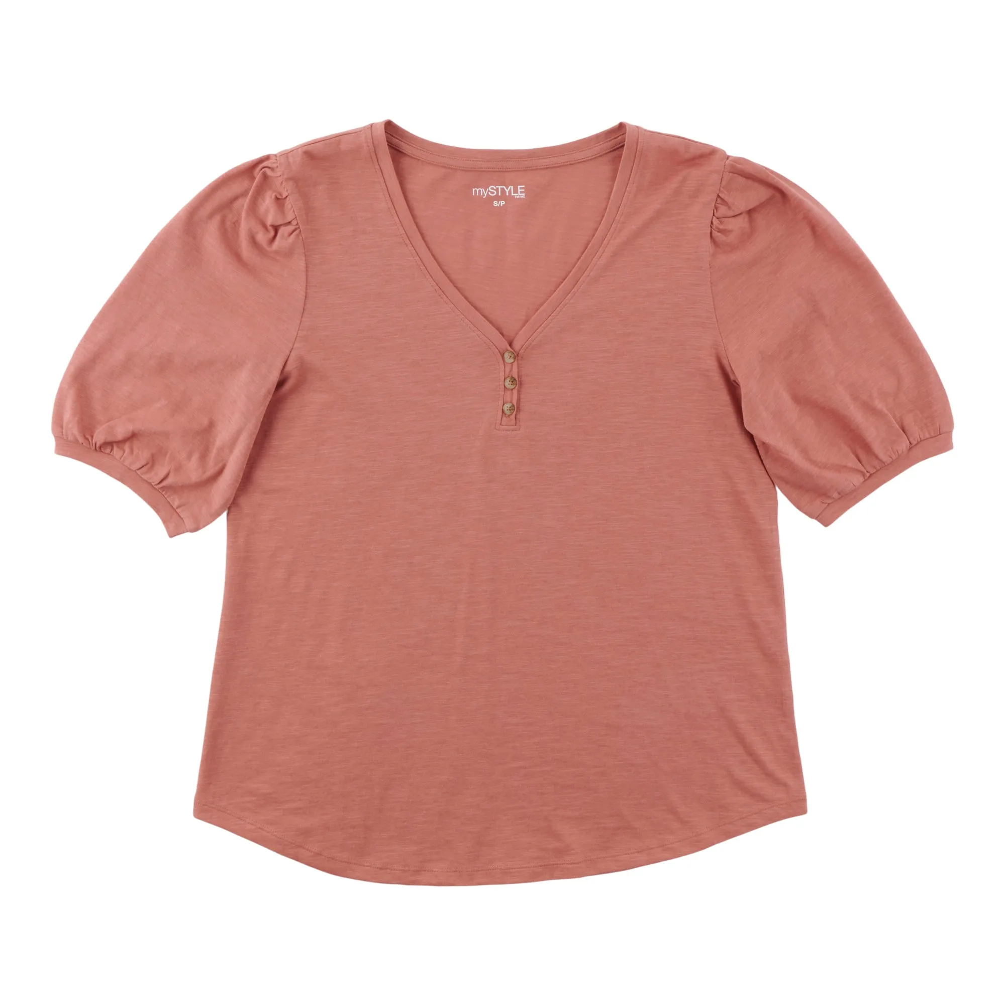 mySTYLE Women's Puff Sleeve Henley Tee sold by Giant Tiger product image thumbnail 2