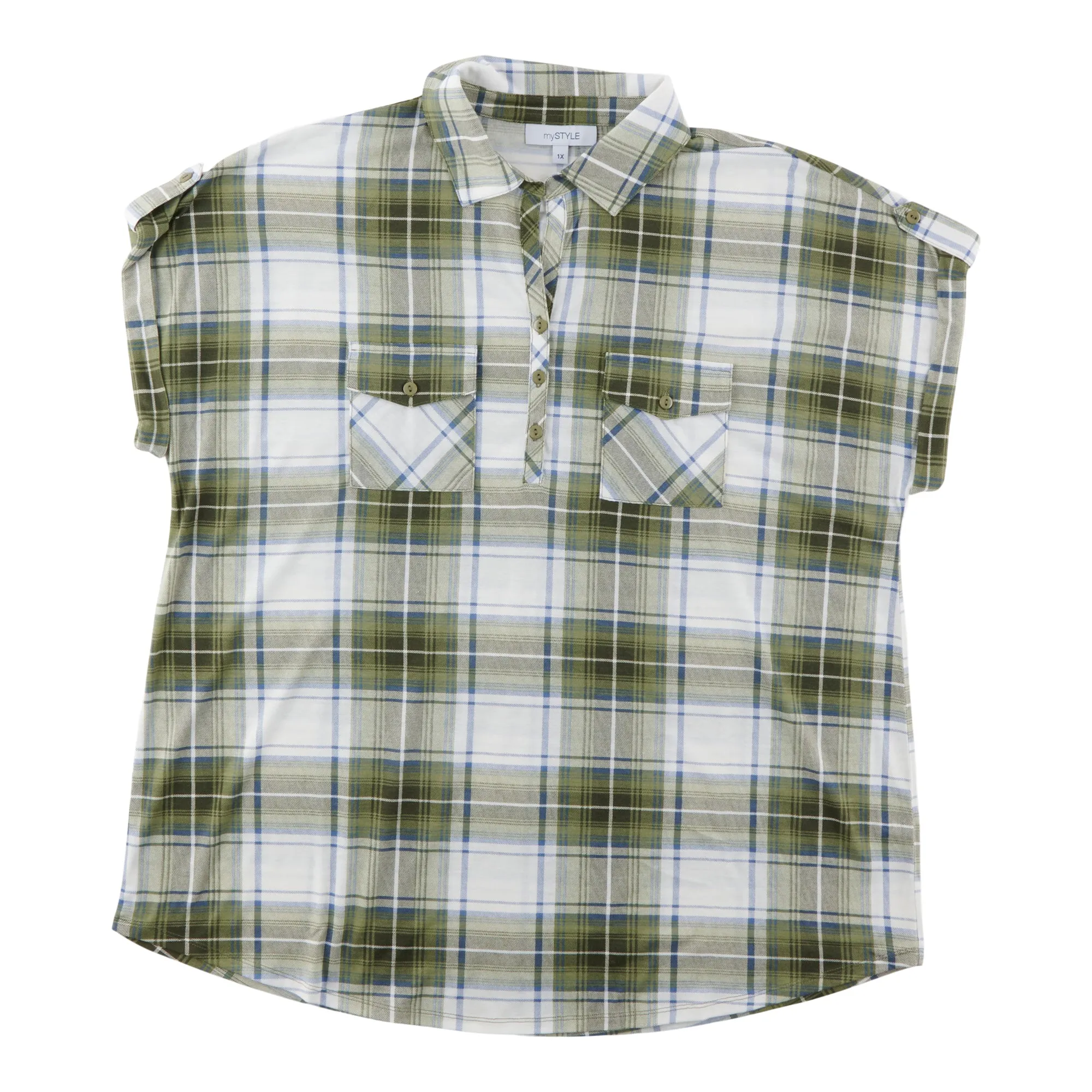 mySTYLE Women's Plus Short Sleeve Collared Top sold by Giant Tiger