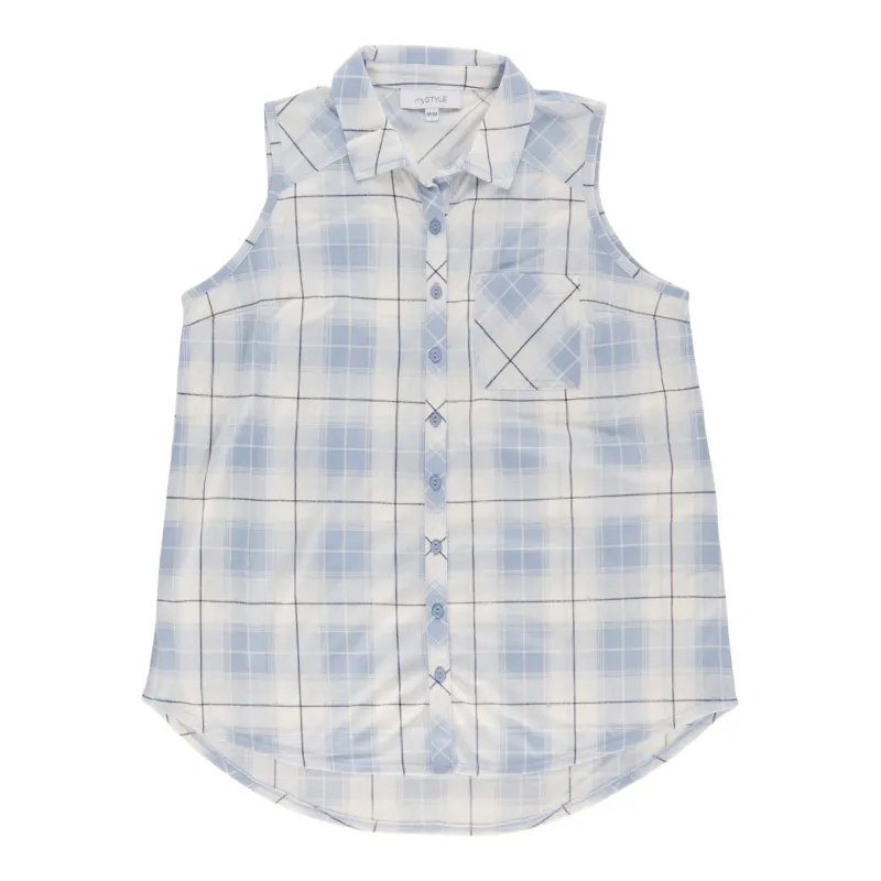 mySTYLE Women's Sleeveless Plaid Shirt sold by Giant Tiger