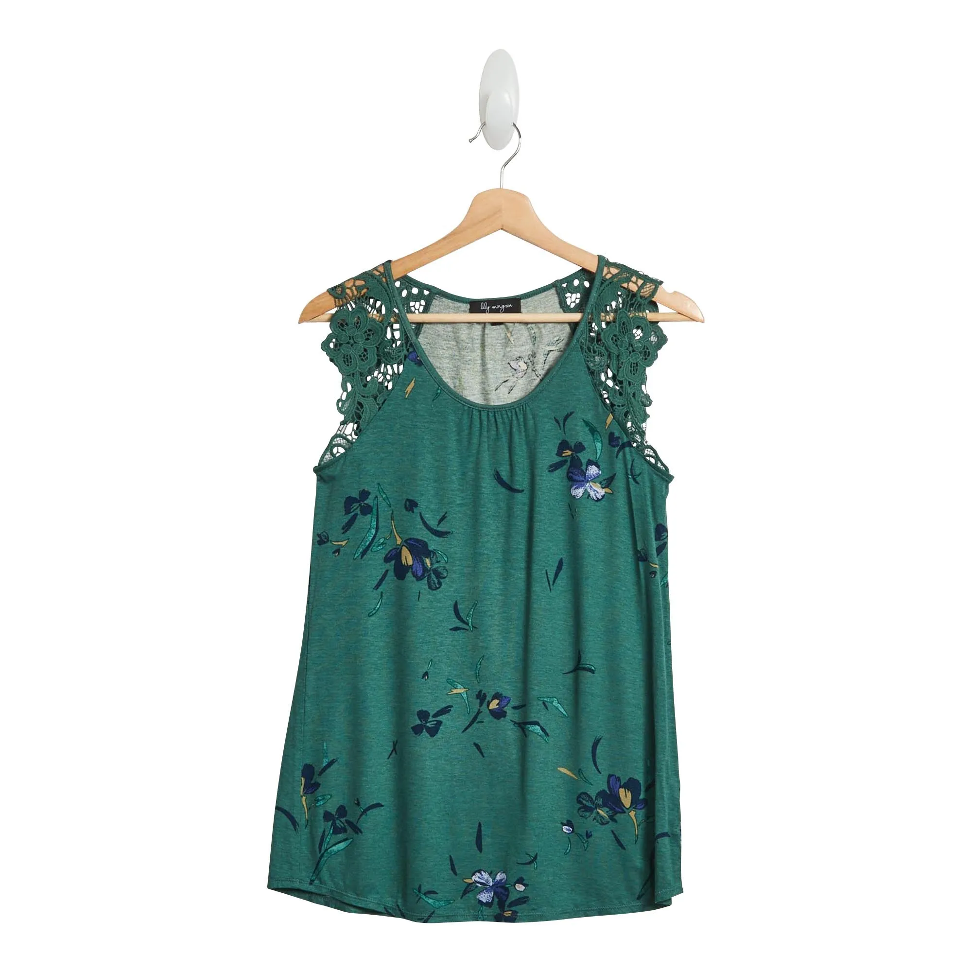 lily morgan Women's Plus Printed Crochet Trim Top sold by Giant Tiger