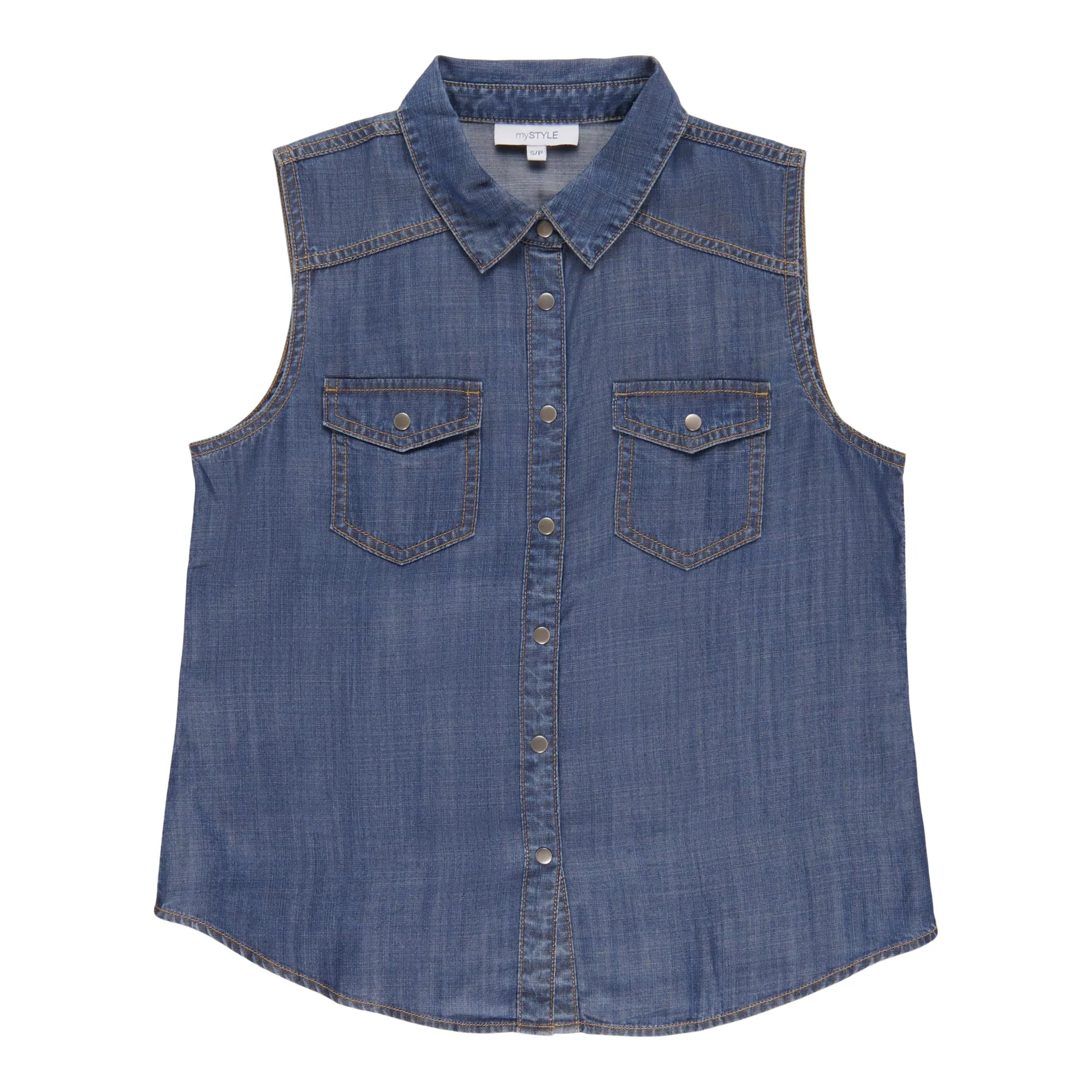 mySTYLE Women's Sleeveless Denim Shirt sold by Giant Tiger product image thumbnail 2