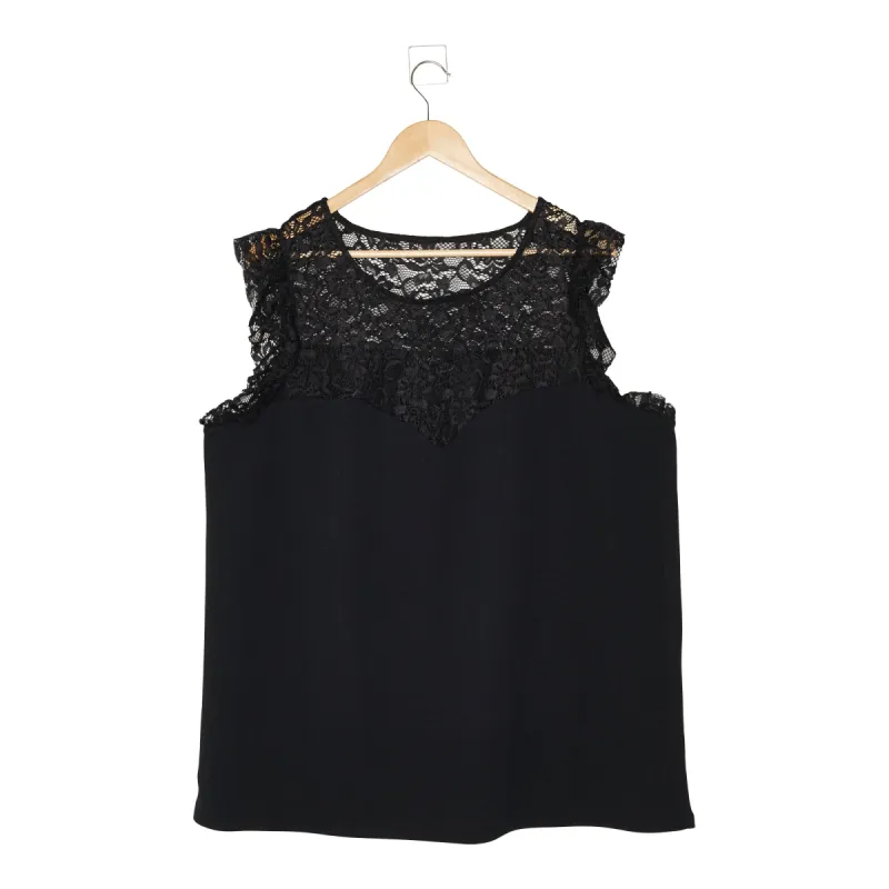 lily morgan Women's Plus Spring Flair Lace Ruffle Top sold by Giant Tiger