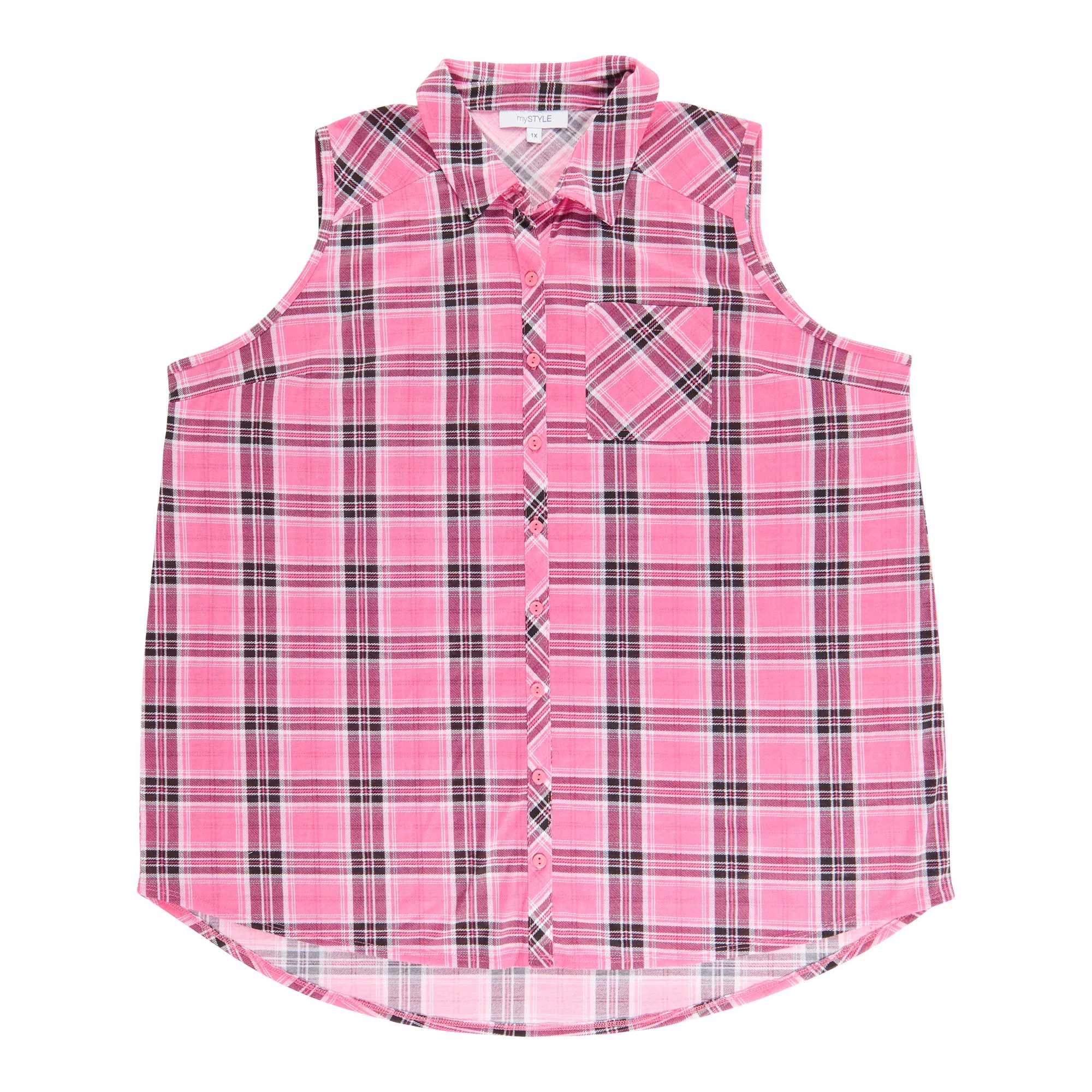 mySTYLE Women's Plus Summer Sizzle Sleeveless Plaid Knit Shirt sold by Giant Tiger product image thumbnail 2