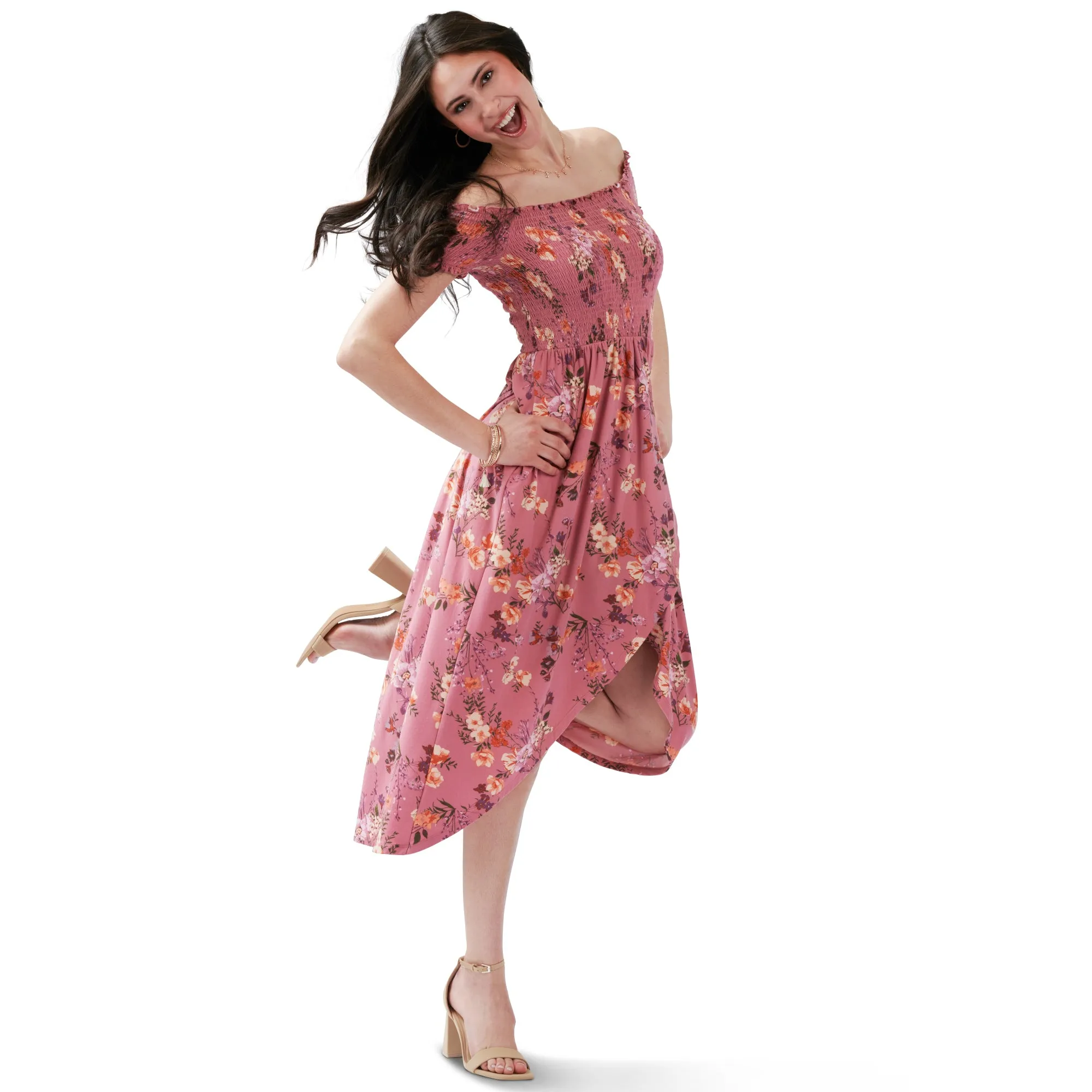 lily morgan Women's High-Low Smocked Dress sold by Giant Tiger product image thumbnail 2