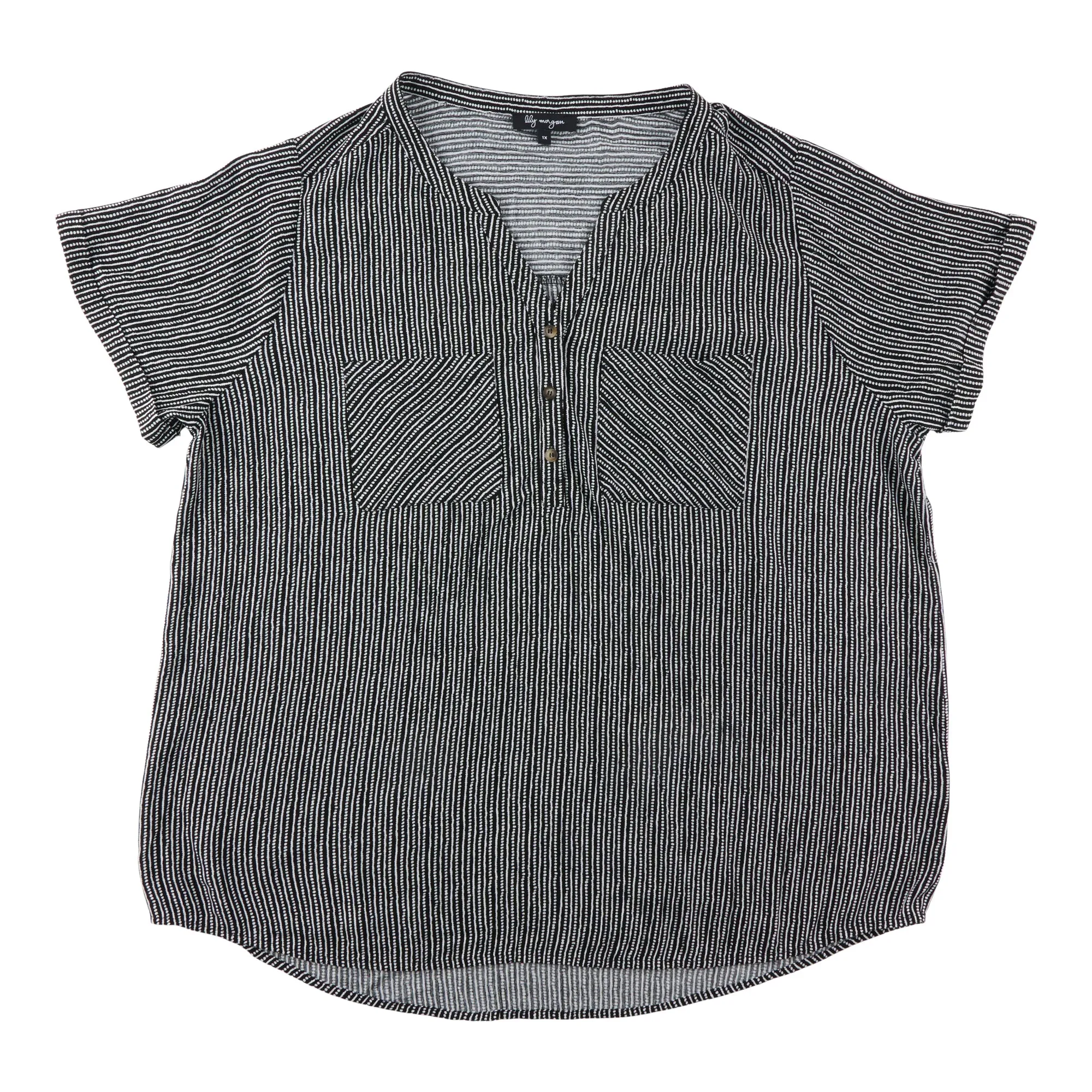 lily morgan Women's Plus Crinkle Short Sleeve Blouse sold by Giant Tiger product image thumbnail 2