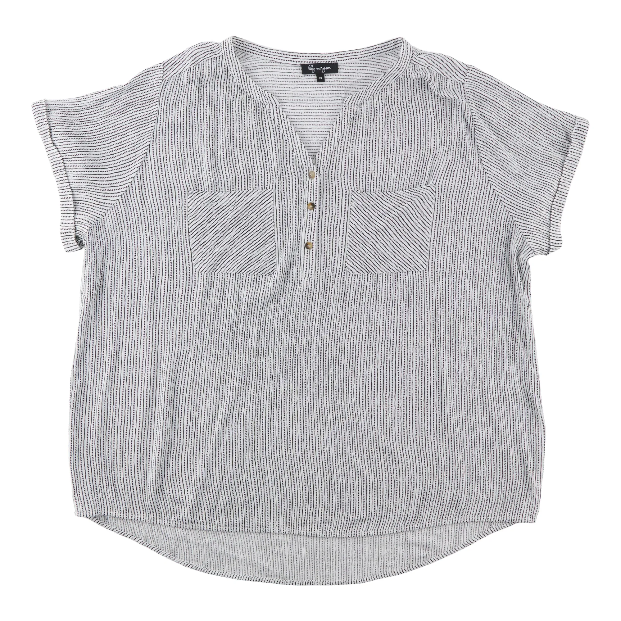 lily morgan Women's Plus Crinkle Short Sleeve Blouse sold by Giant Tiger