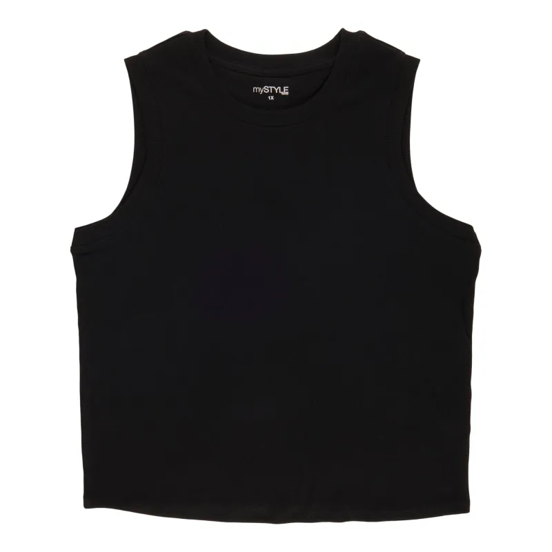 mySTYLE Women's Plus Ribbed Cropped Tank Top sold by Giant Tiger