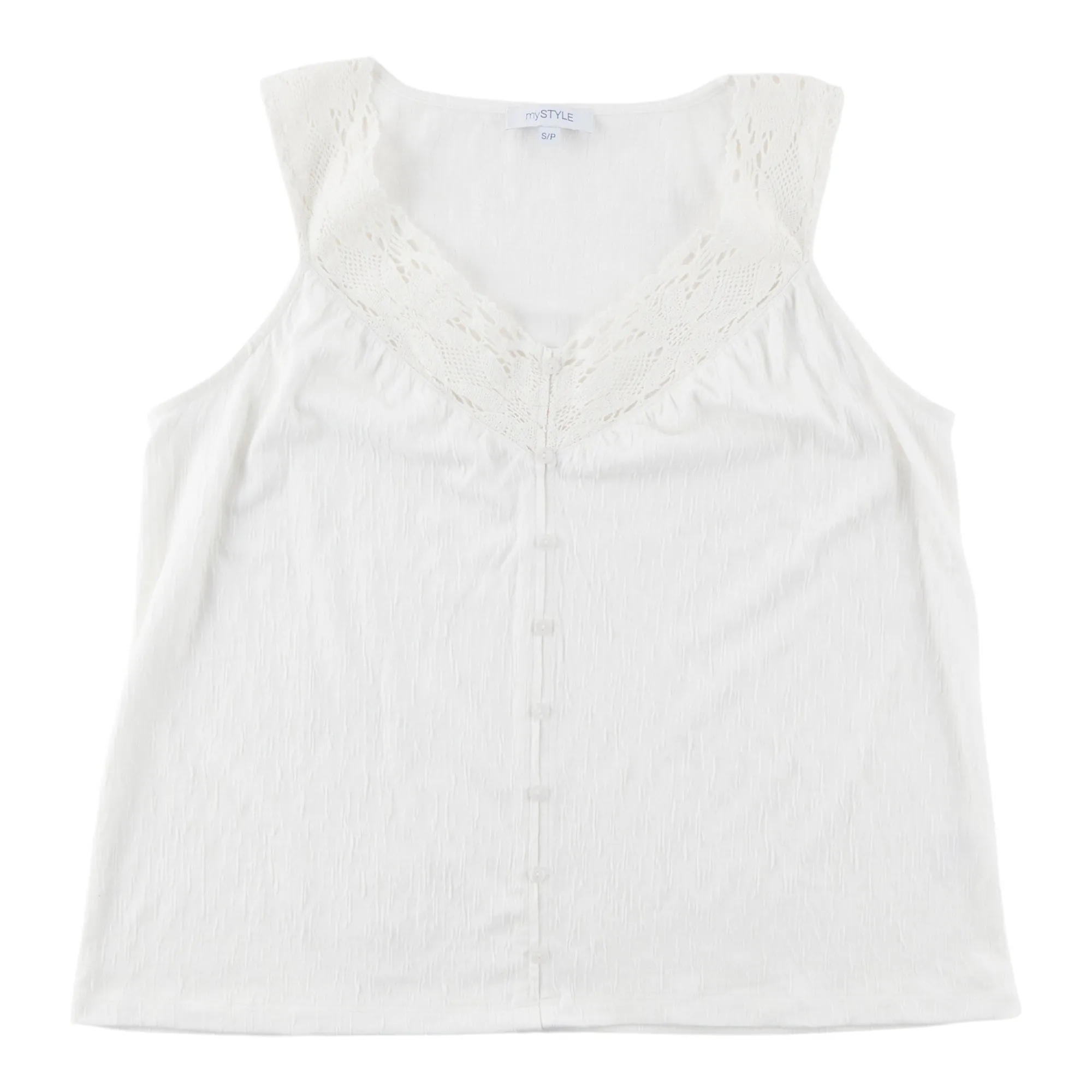 mySTYLE Women's Crochet Trim Tank Top sold by Giant Tiger