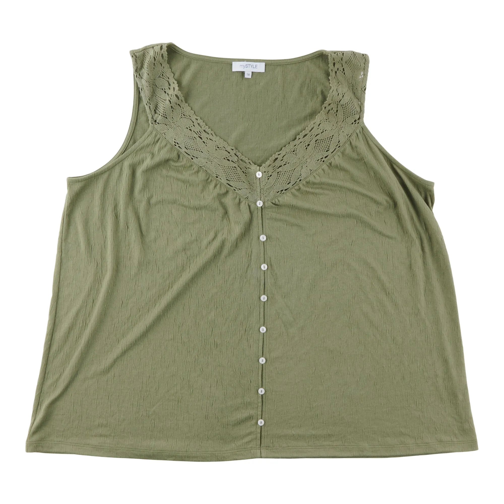 mySTYLE Women's Plus Crochet Trim Tank Top sold by Giant Tiger