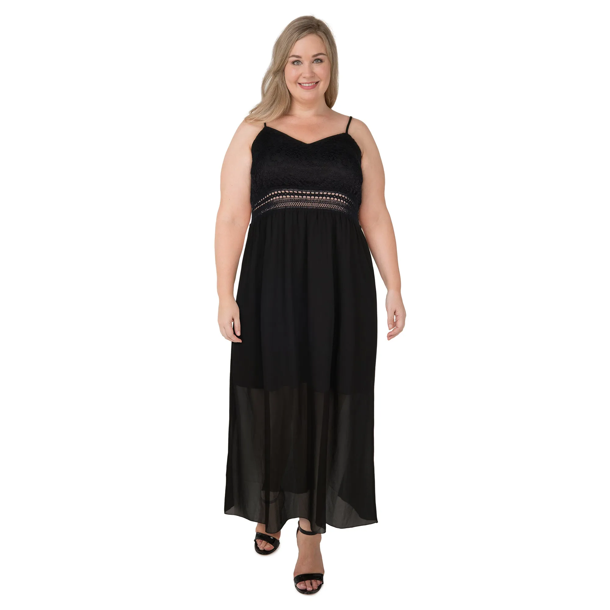 lily morgan Women's Plus Chiffon Lace Maxi Dress sold by Giant Tiger