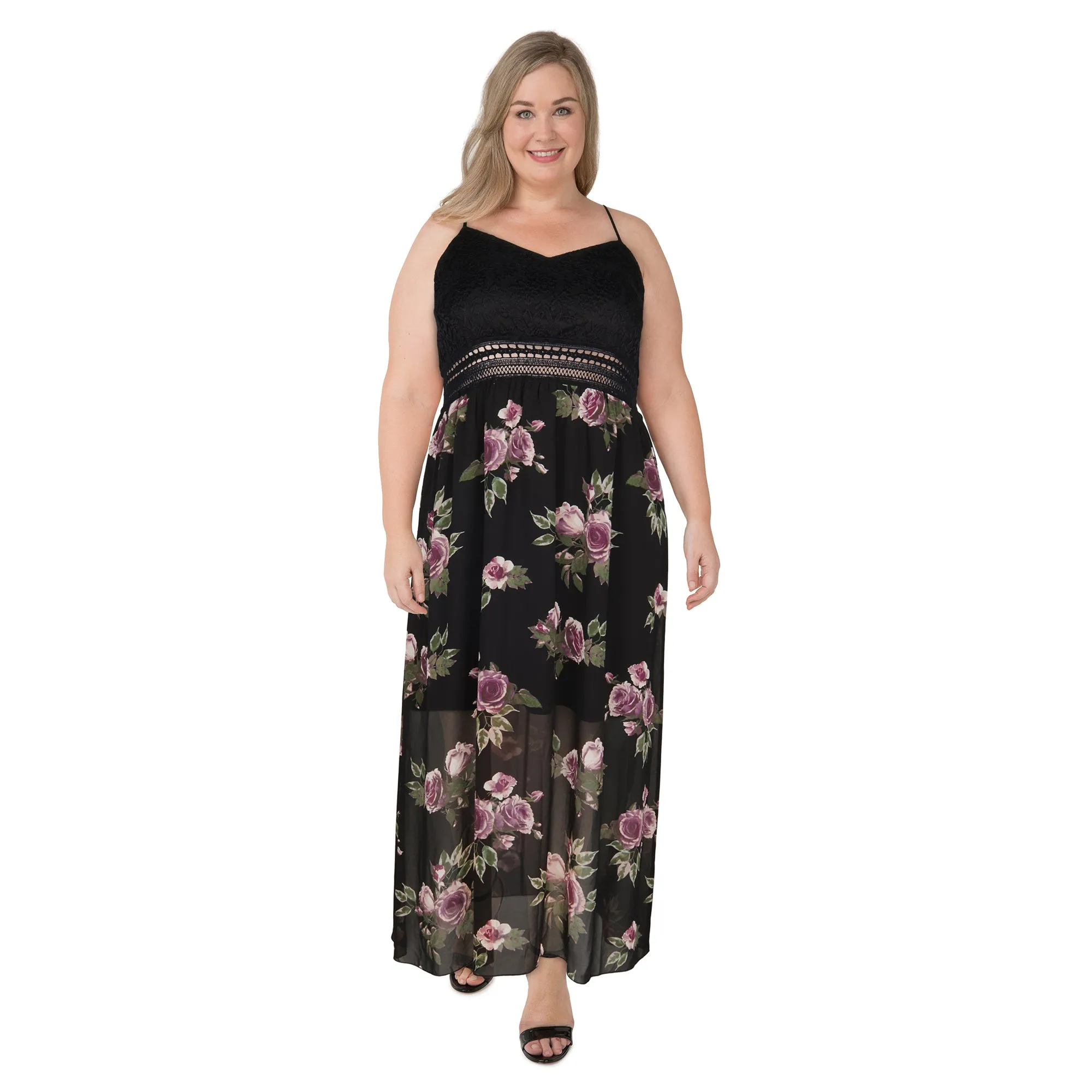 lily morgan Women's Plus Chiffon Lace Maxi Dress sold by Giant Tiger product image thumbnail 2