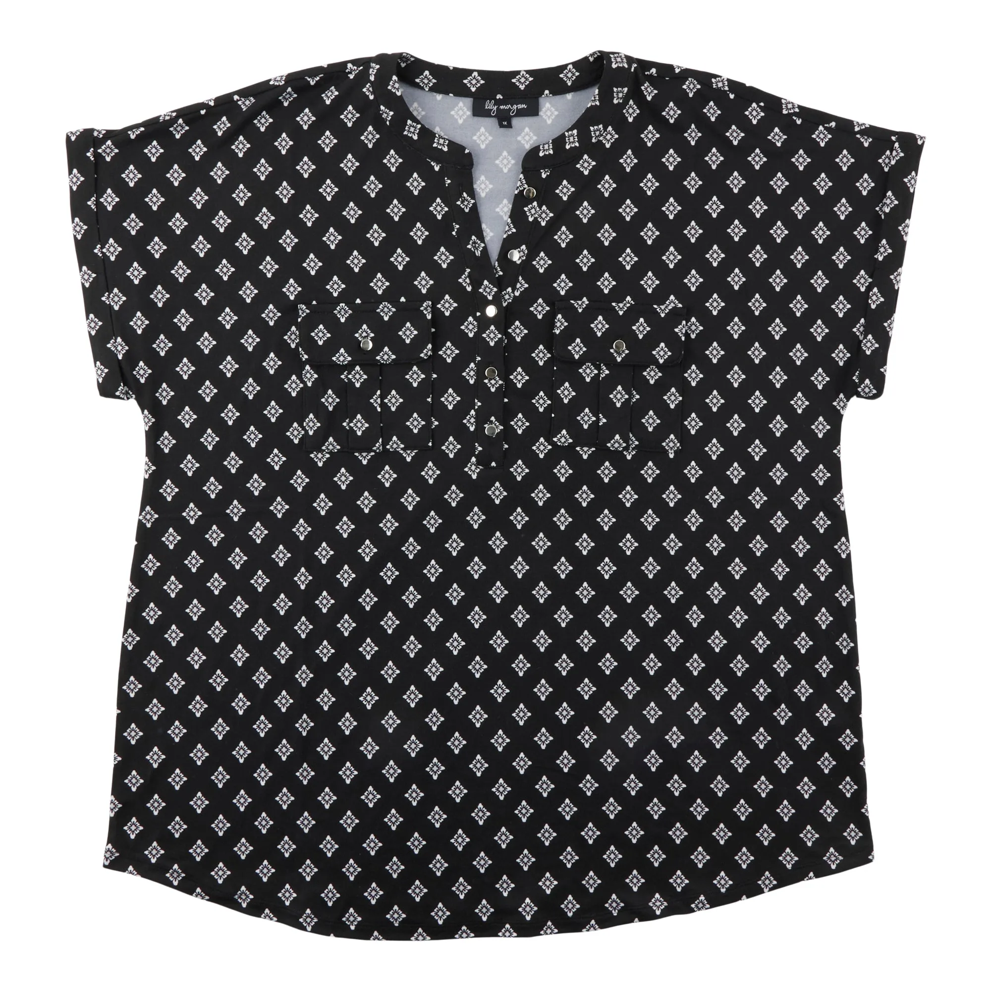 lily morgan Women's Plus Pocket Printed Top sold by Giant Tiger