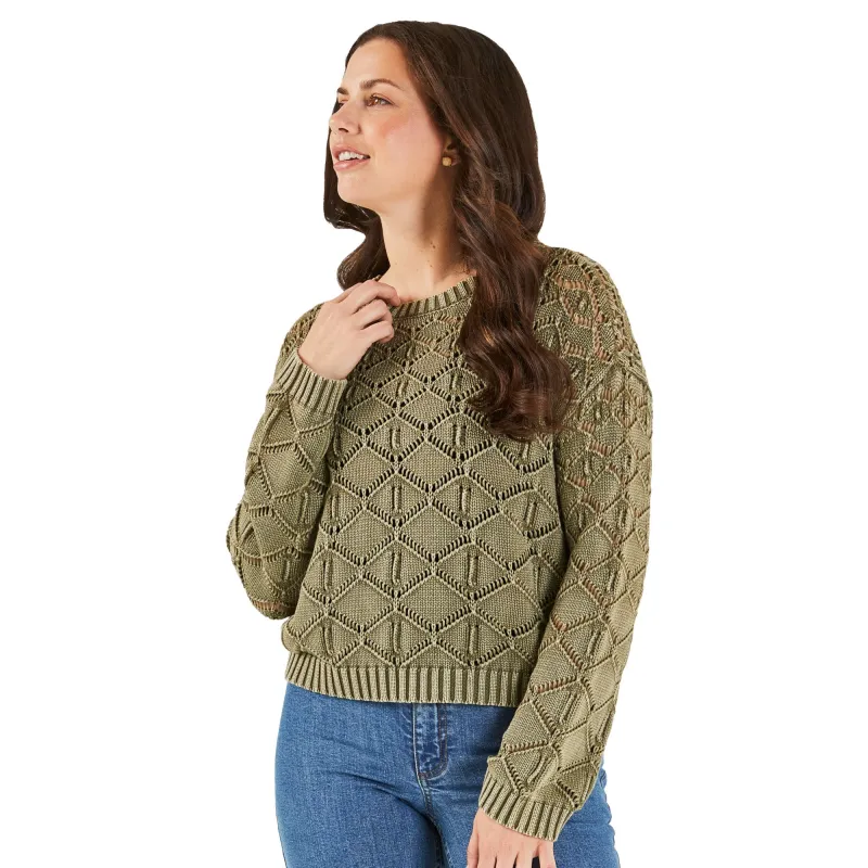 mySTYLE Women's Crew Neck Crochet Sweater sold by Giant Tiger