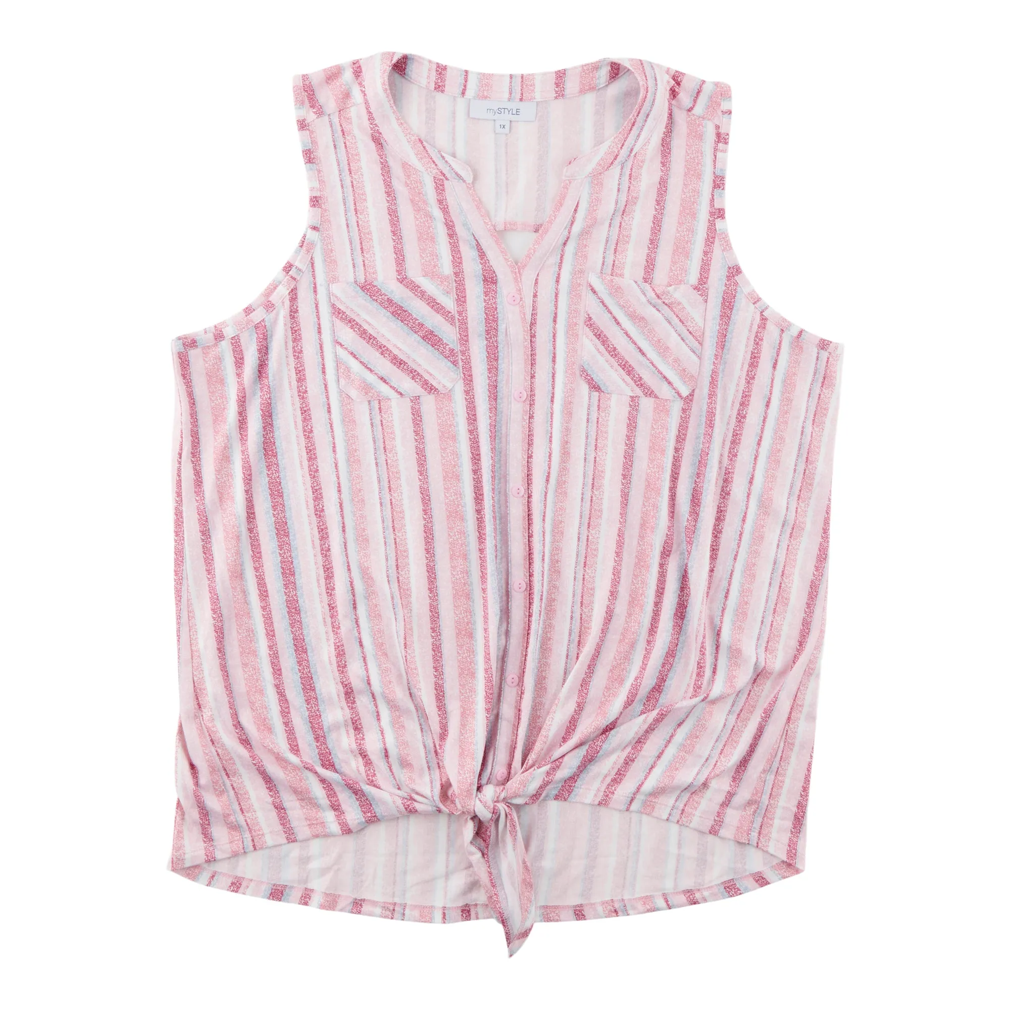 mySTYLE Women's Plus Sleeveless Tie Front Tank sold by Giant Tiger product image thumbnail 2