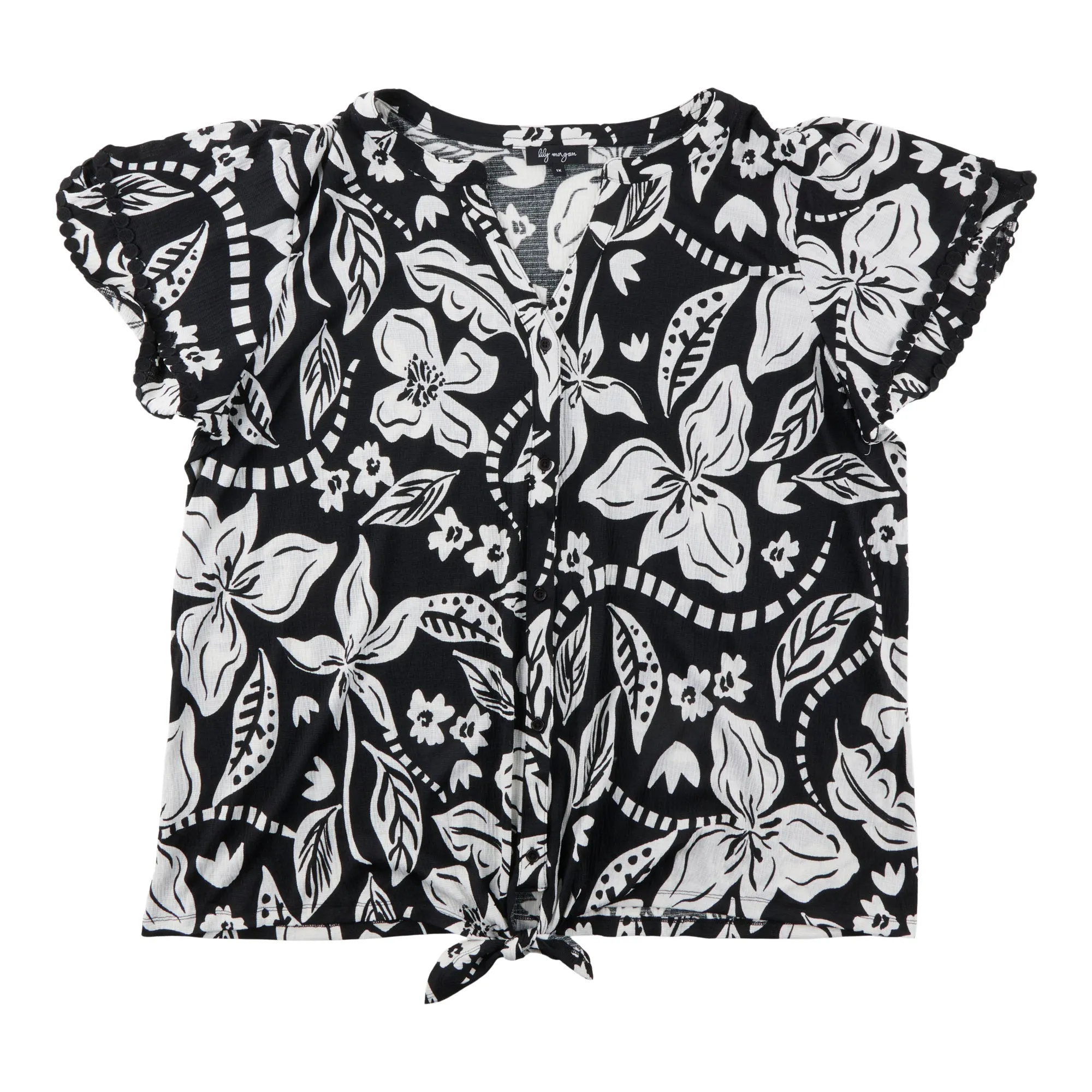 lily morgan Women's Plus V-Neck Tie-Front Blouse sold by Giant Tiger product image thumbnail 2