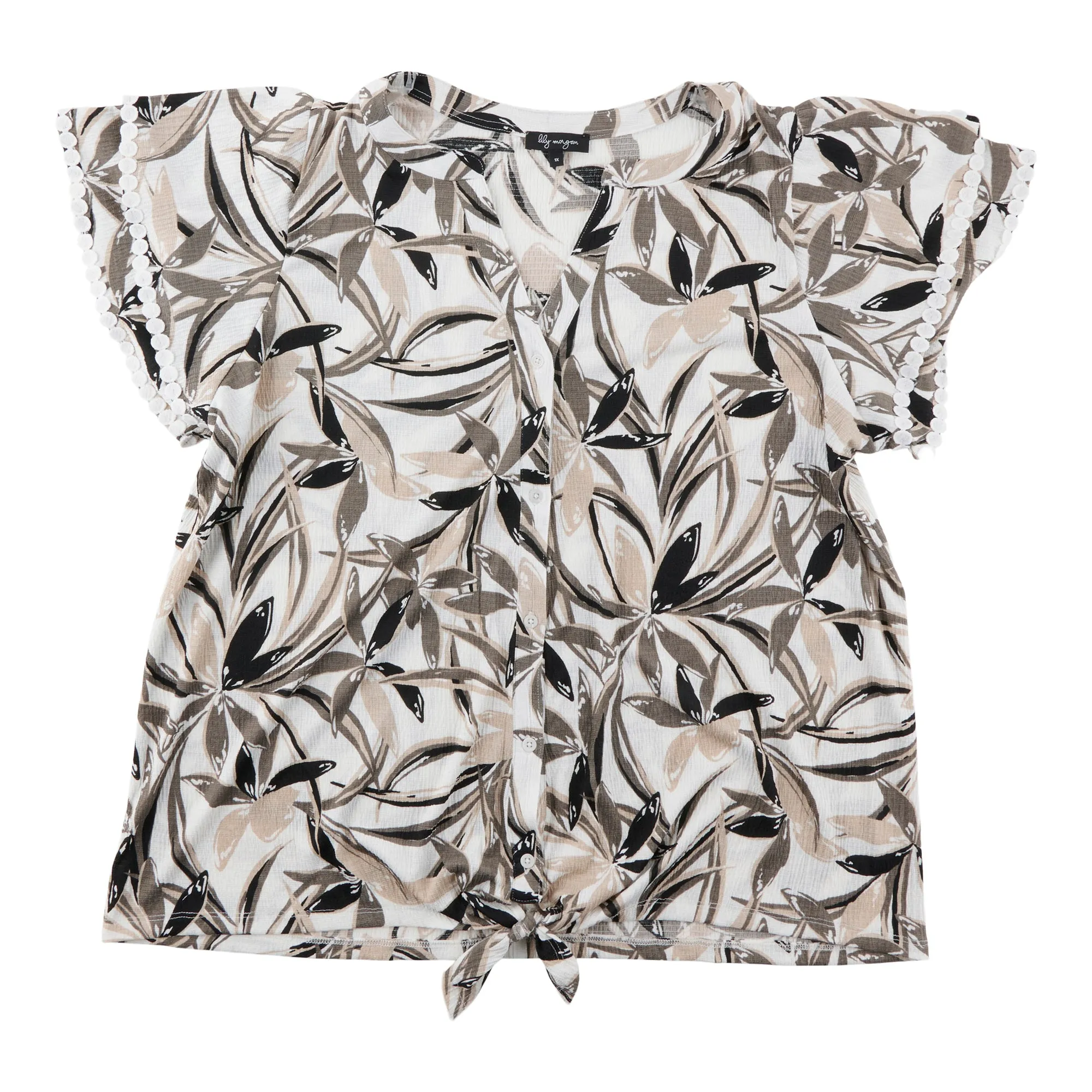 lily morgan Women's Plus V-Neck Tie-Front Blouse sold by Giant Tiger product image thumbnail 4