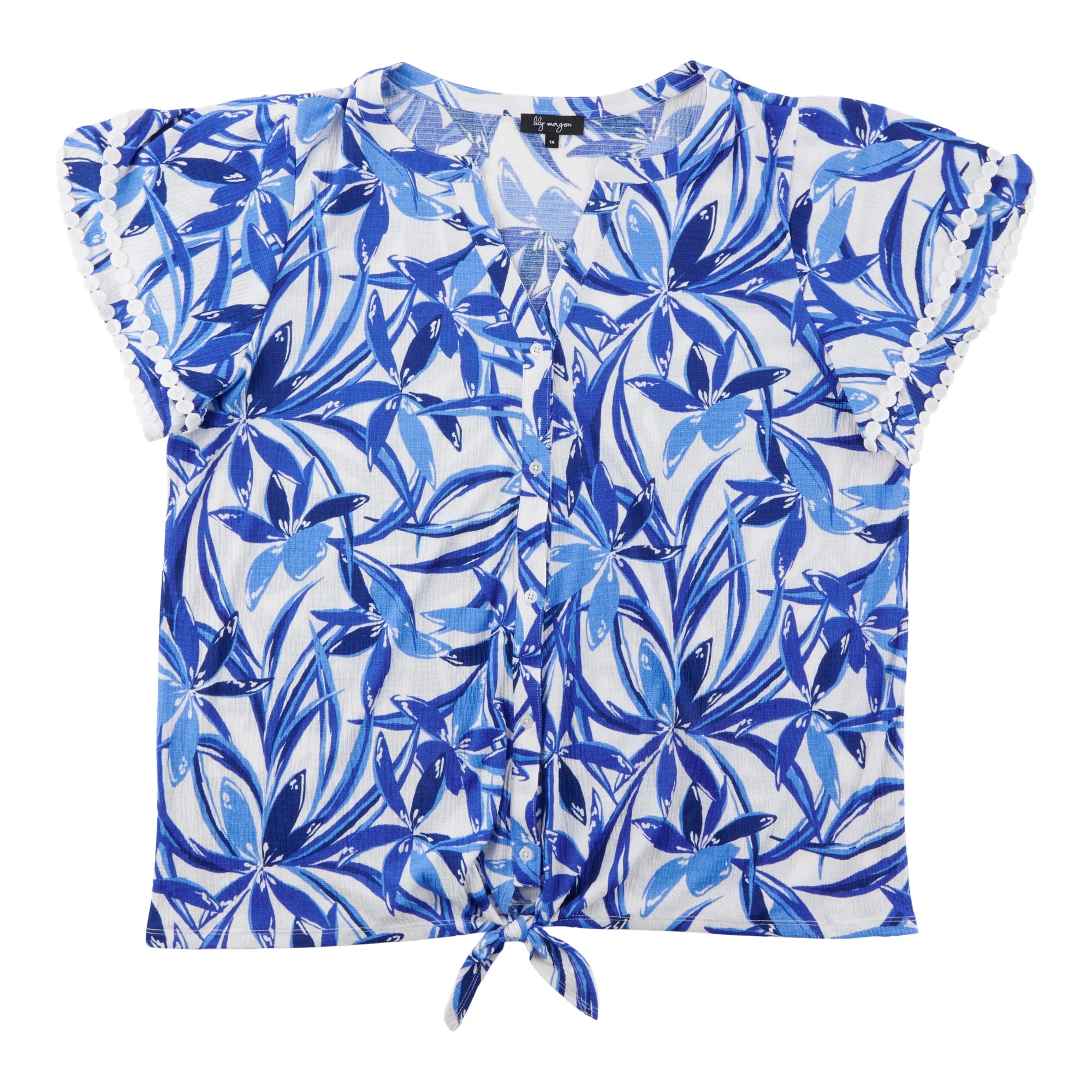 lily morgan Women's Plus V-Neck Tie-Front Blouse sold by Giant Tiger product image thumbnail 3