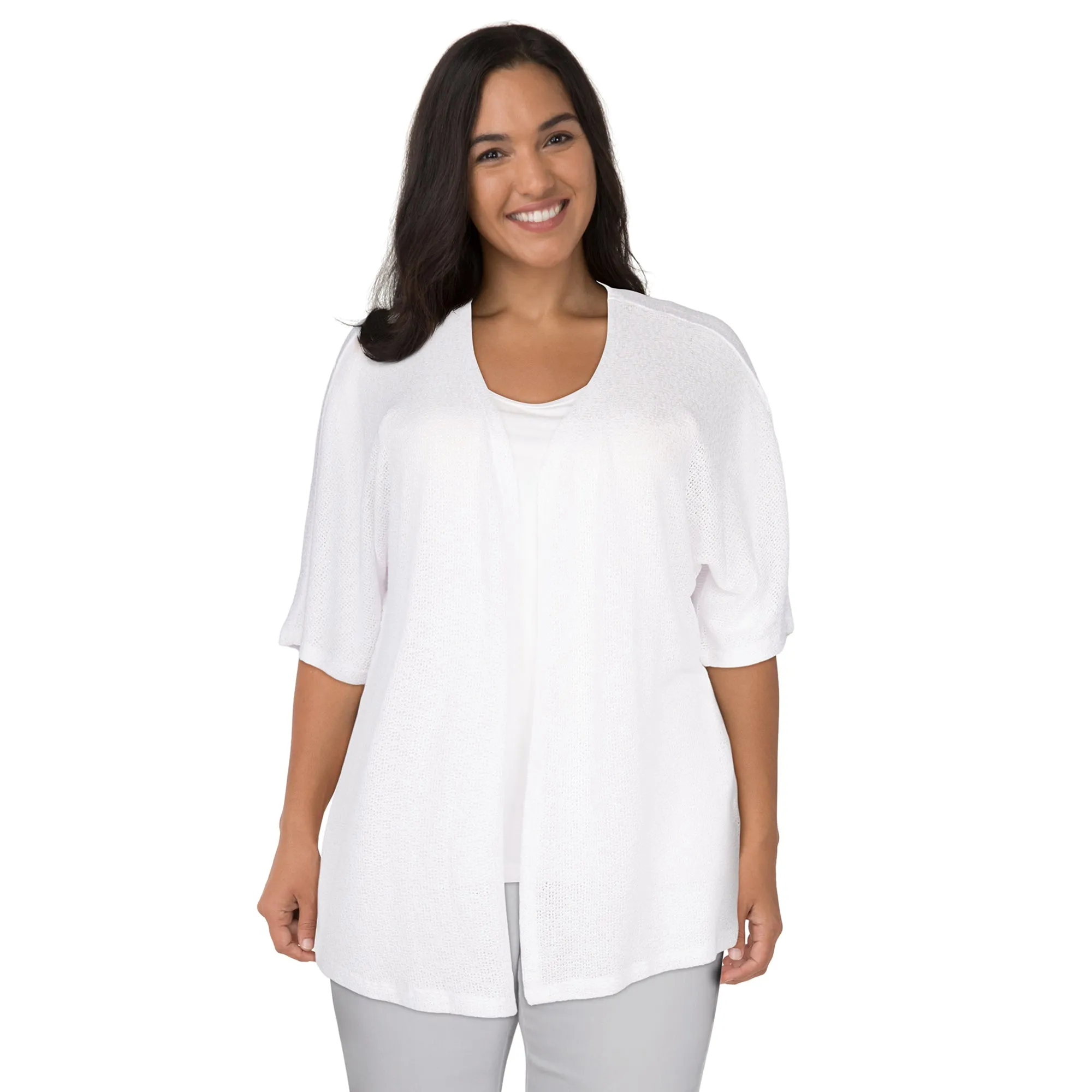 lily morgan Women's Plus Scalloped Cardigan sold by Giant Tiger