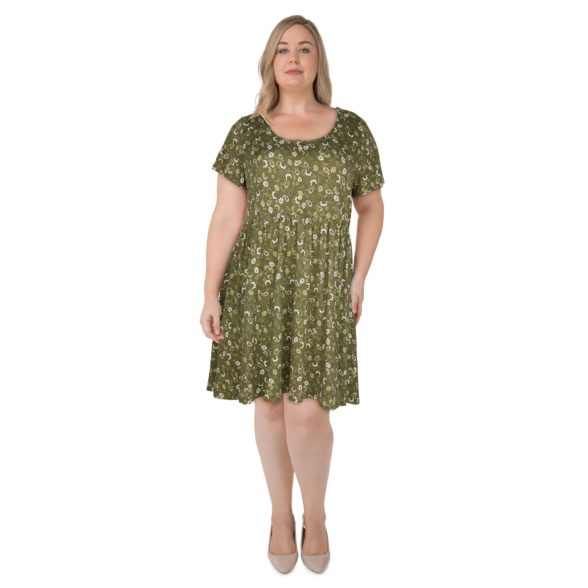 lily morgan Women's Plus Front Button Skater Dress sold by Giant Tiger product image thumbnail 5