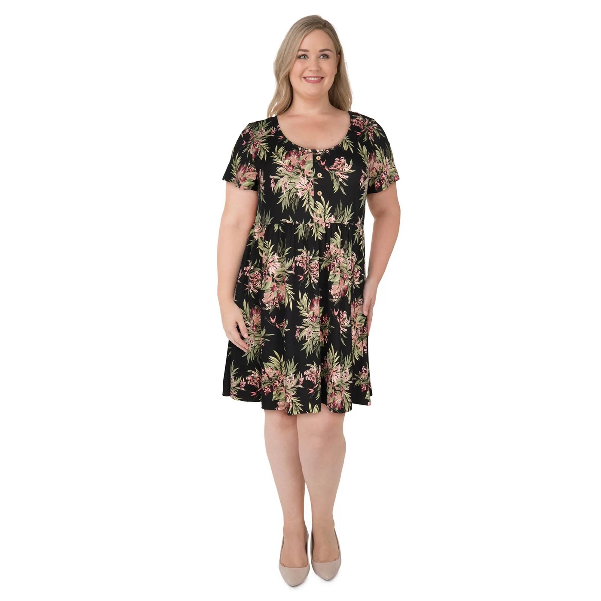 lily morgan Women's Plus Front Button Skater Dress sold by Giant Tiger