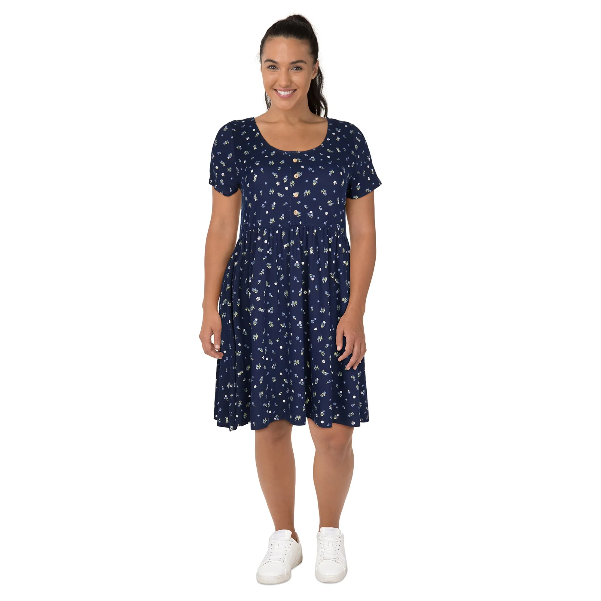 lily morgan Women's Plus Front Button Skater Dress sold by Giant Tiger product image thumbnail 4
