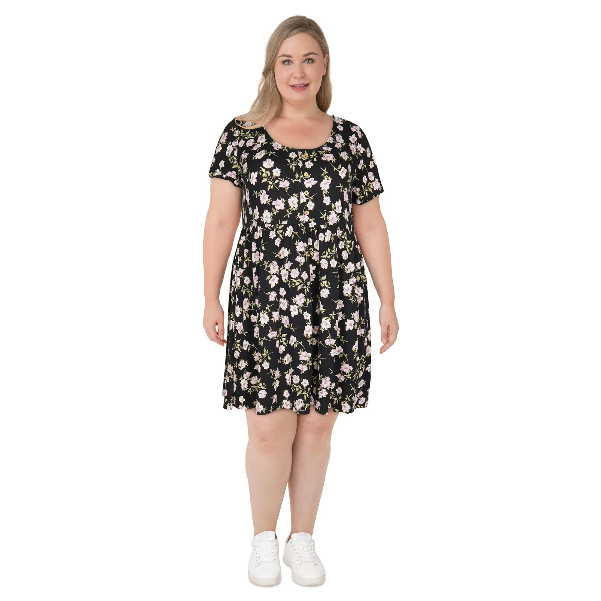 lily morgan Women's Plus Front Button Skater Dress sold by Giant Tiger product image thumbnail 2