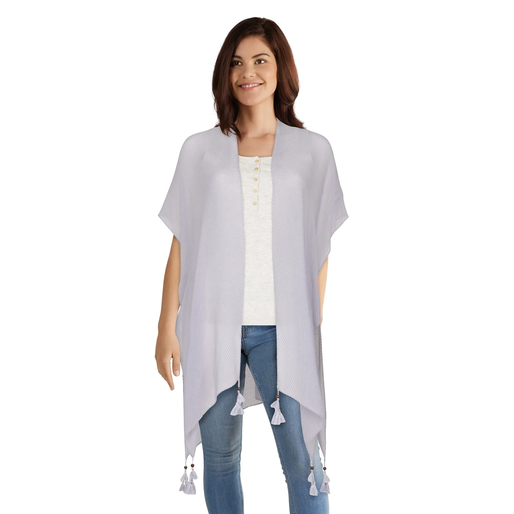 Women's Solid Ruana With Tassels sold by Giant Tiger