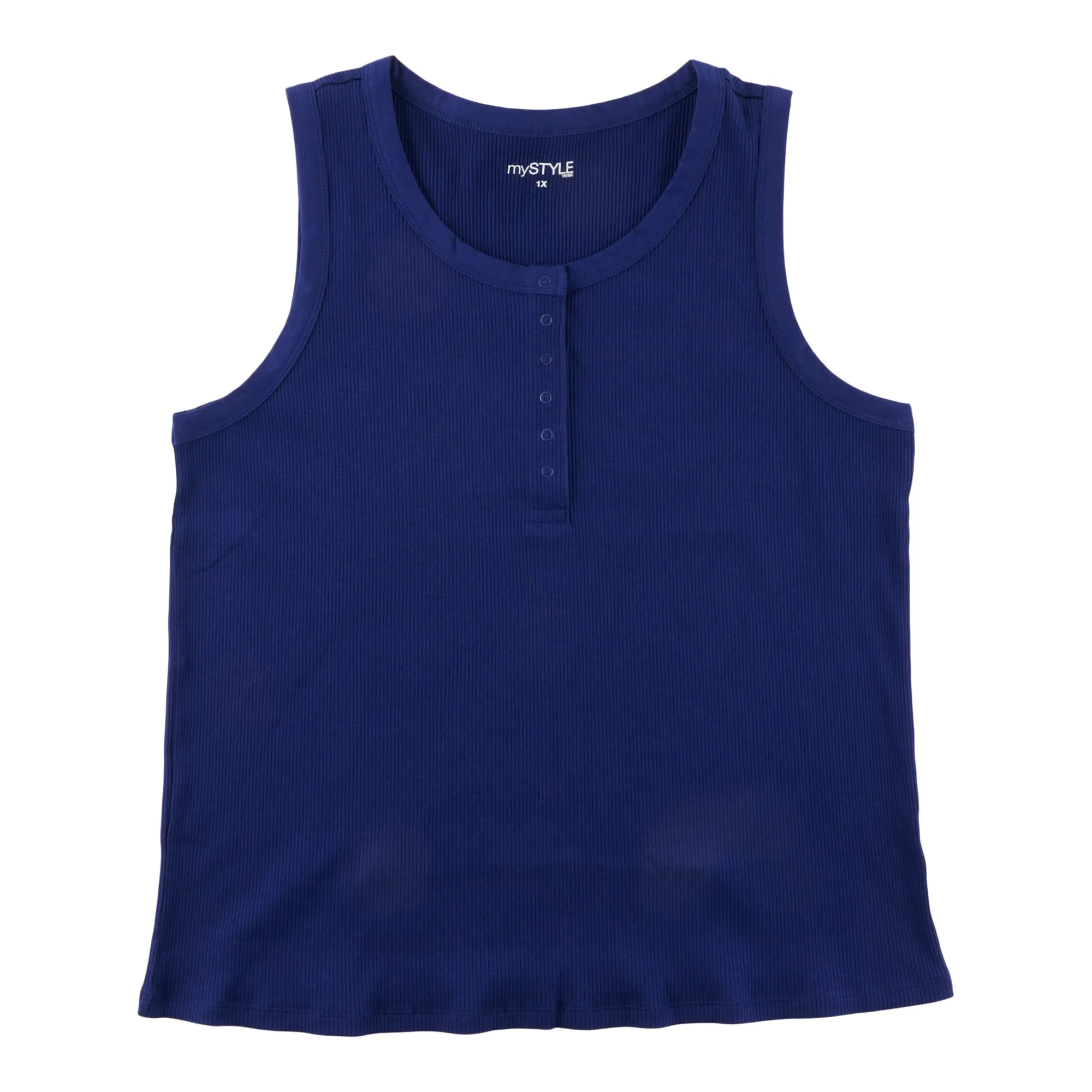 mySTYLE Women's Plus Ribbed Henley Tank Top sold by Giant Tiger