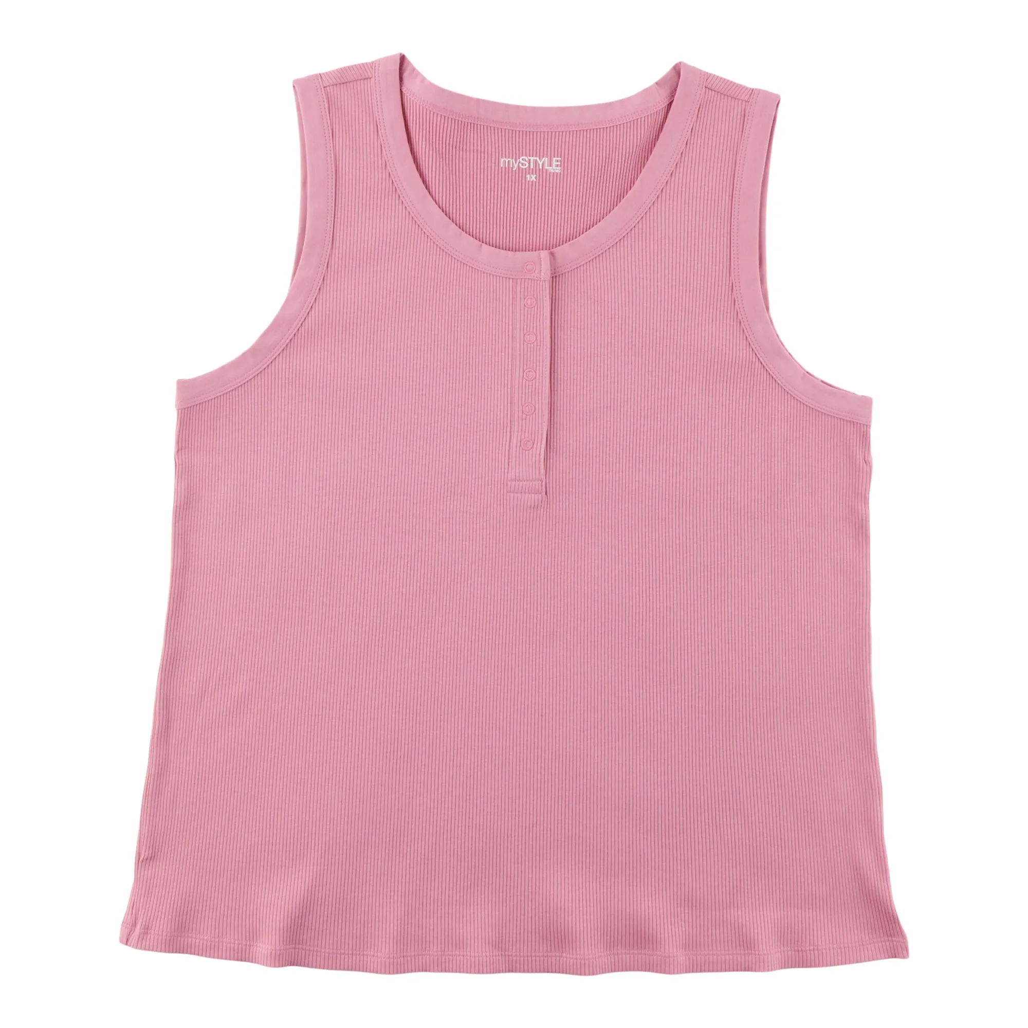 mySTYLE Women's Plus Ribbed Henley Tank Top sold by Giant Tiger product image thumbnail 2
