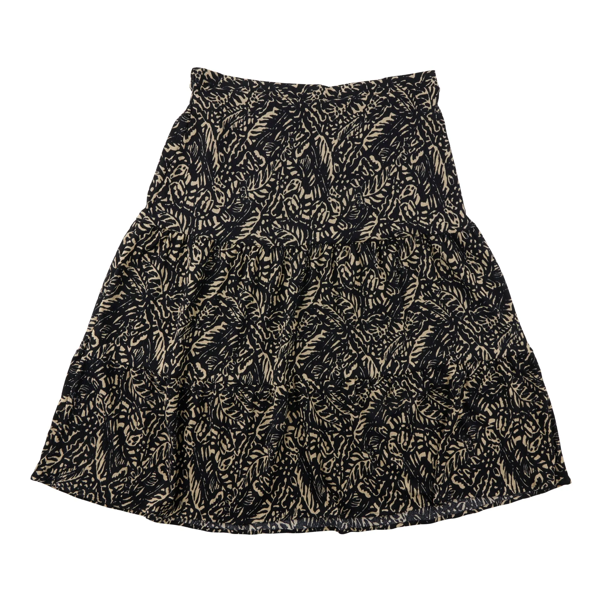 lily morgan Women's Plus Printed High-Rise Tiered Maxi Crinkle Skirt sold by Giant Tiger