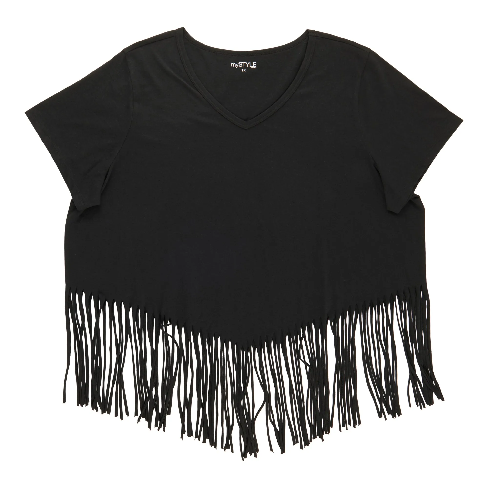 mySTYLE Women's Plus V-Neck Fringe Tee sold by Giant Tiger