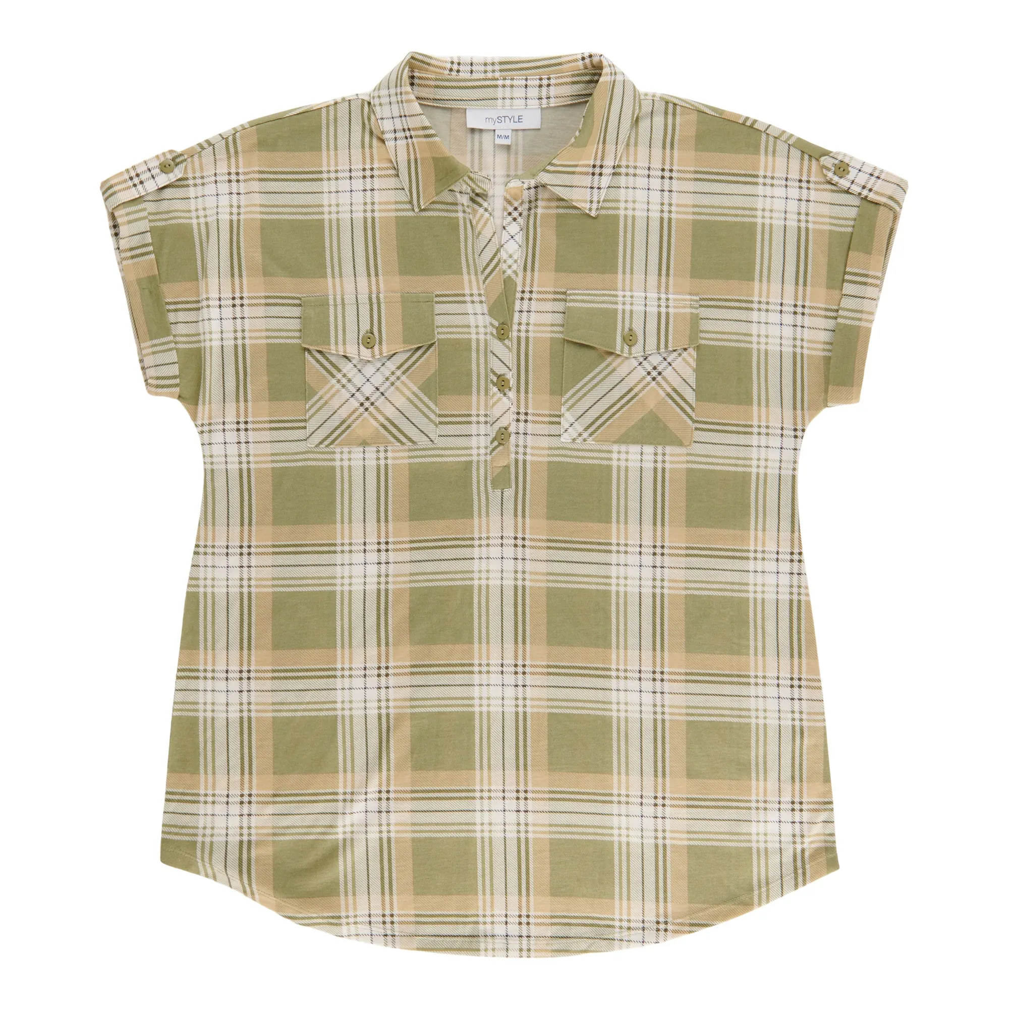 mySTYLE Women's Short Sleeve Plaid Top sold by Giant Tiger product image thumbnail 2