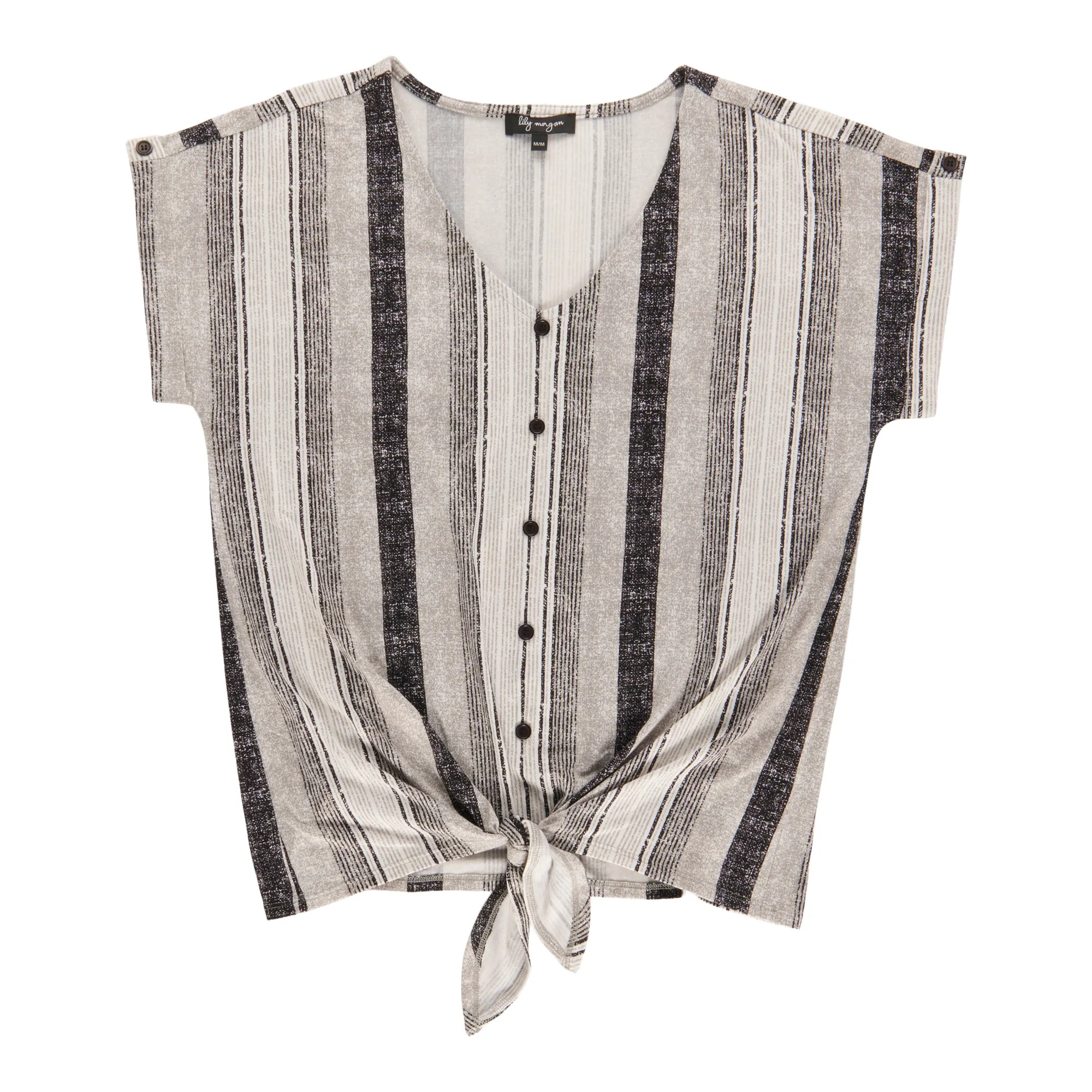 lily morgan Women's V-Neck Tie Front Top sold by Giant Tiger