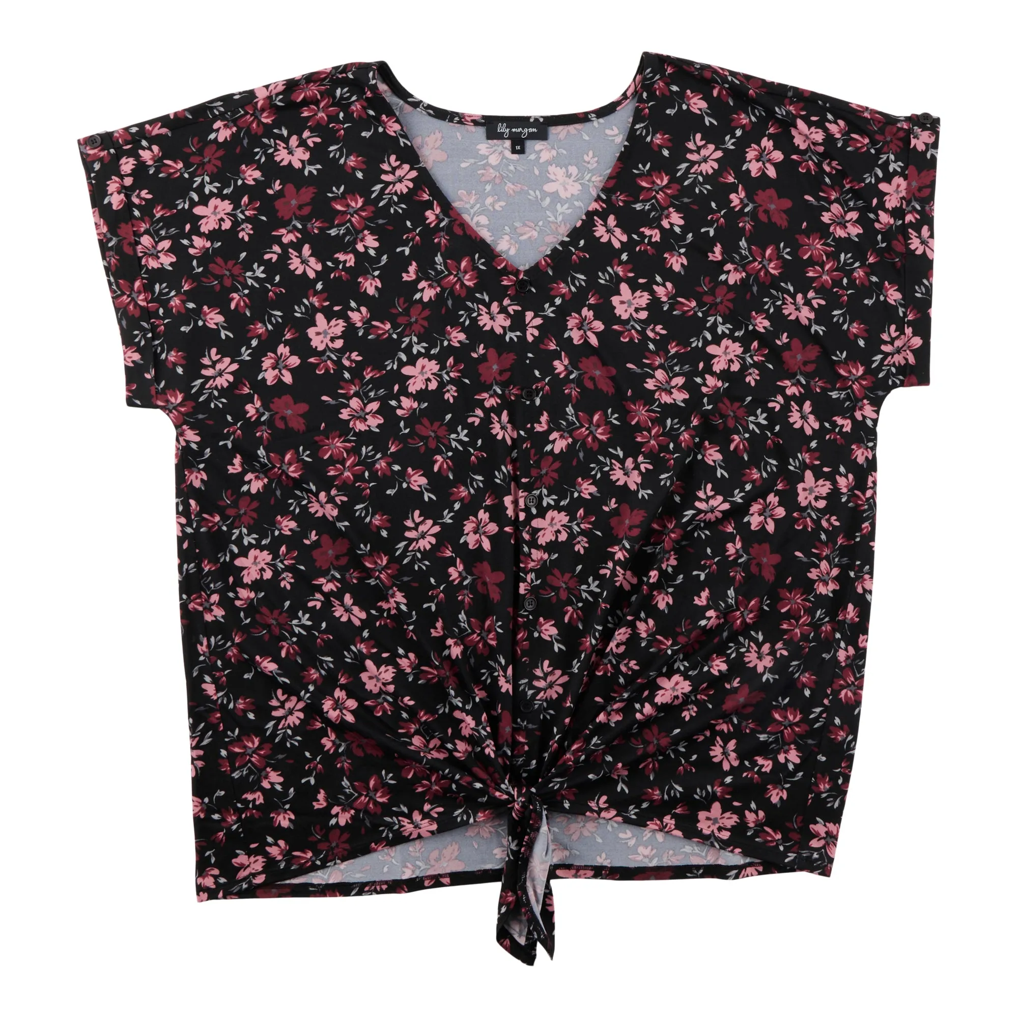 lily morgan Women's Plus V-Neck Tie Front Top sold by Giant Tiger product image thumbnail 3