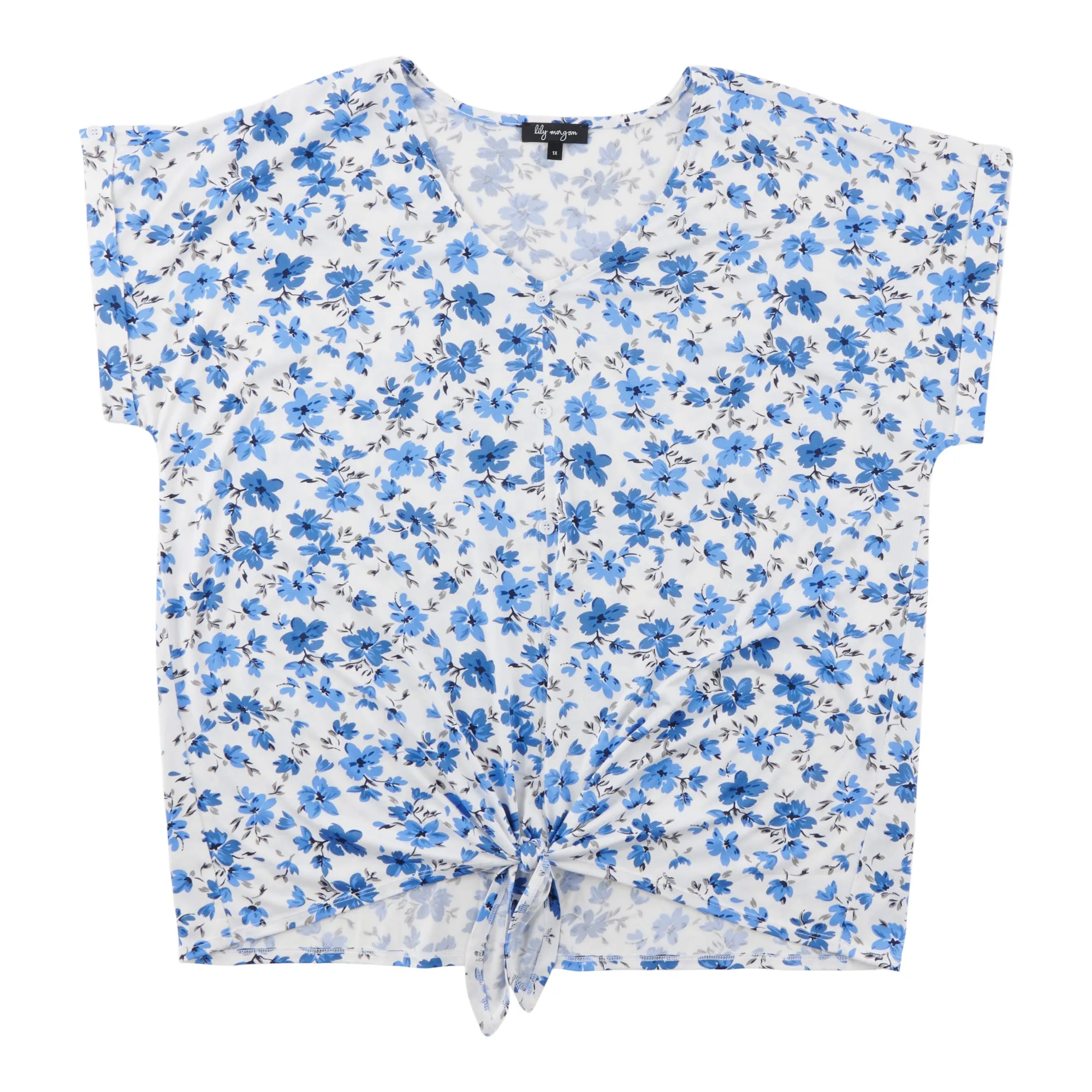 lily morgan Women's Plus V-Neck Tie Front Top sold by Giant Tiger product image thumbnail 4