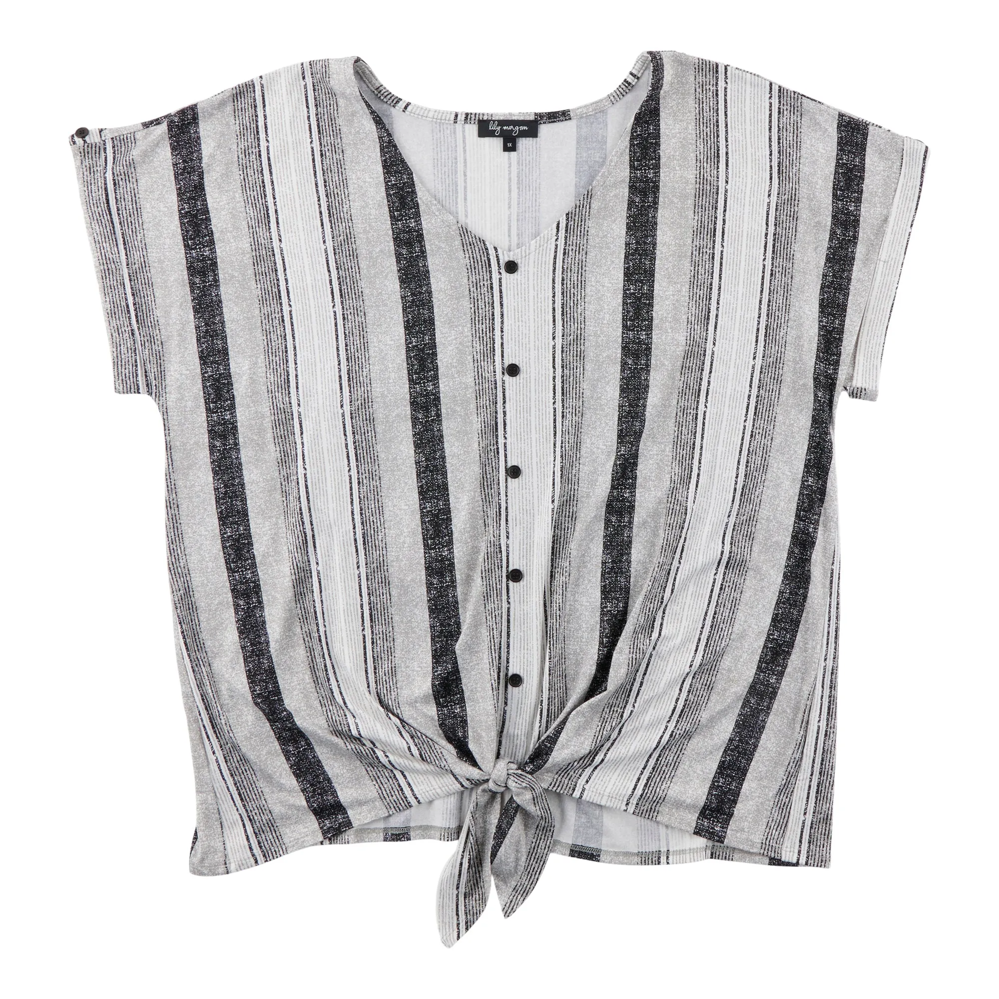 lily morgan Women's Plus V-Neck Tie Front Top sold by Giant Tiger