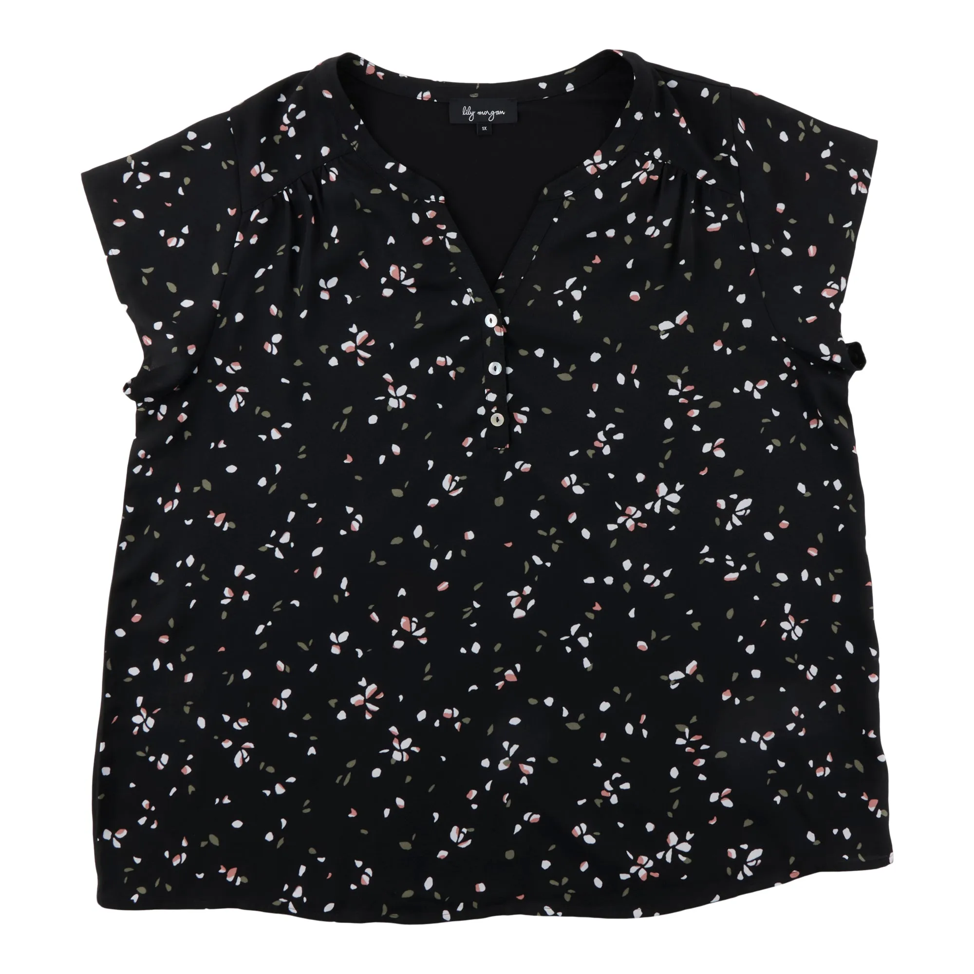 lily morgan Women's Plus V-Neck Short Sleeve Blouse sold by Giant Tiger product image thumbnail 2