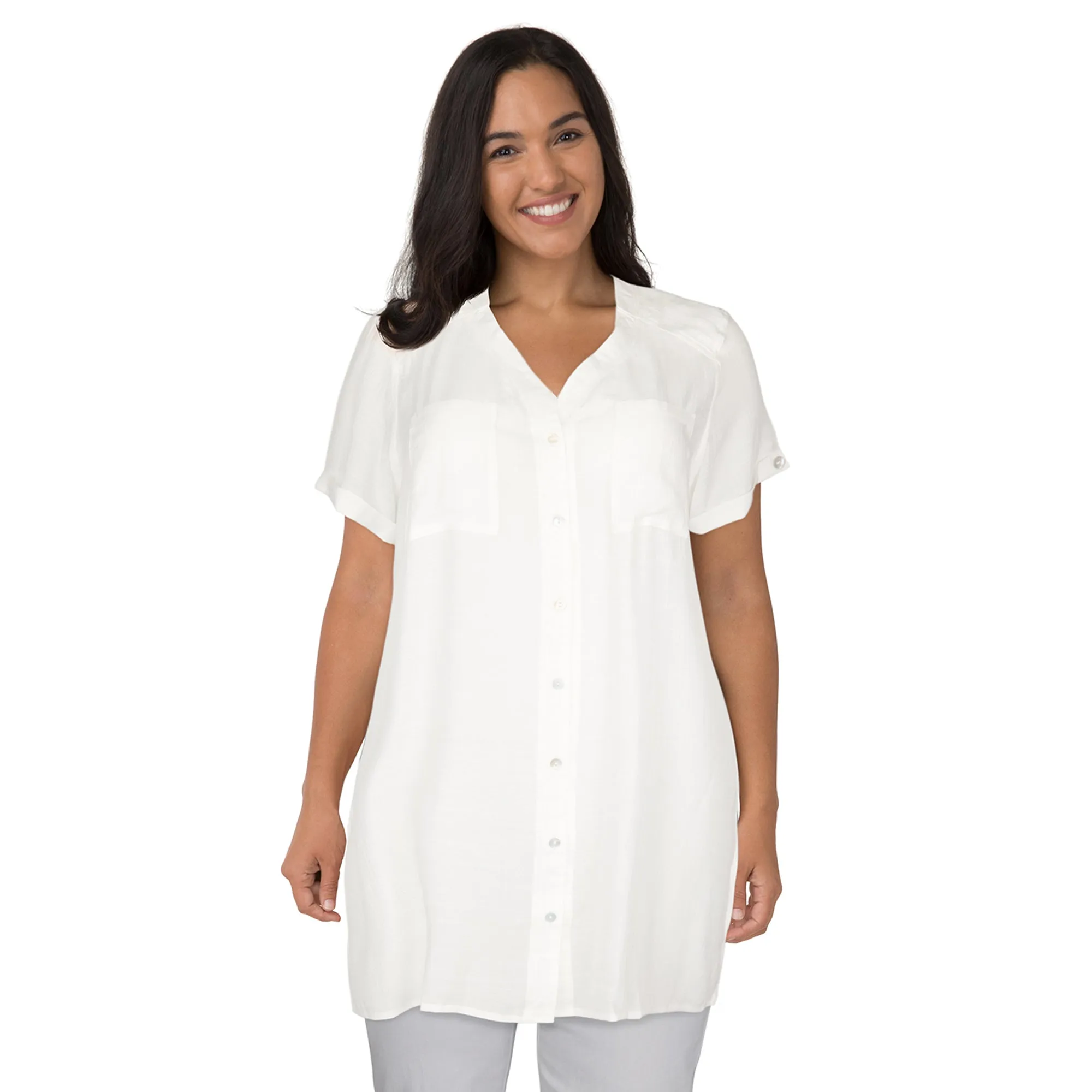 lily morgan Women's Plus Short Sleeve Crinkle Blouse sold by Giant Tiger product image thumbnail 2