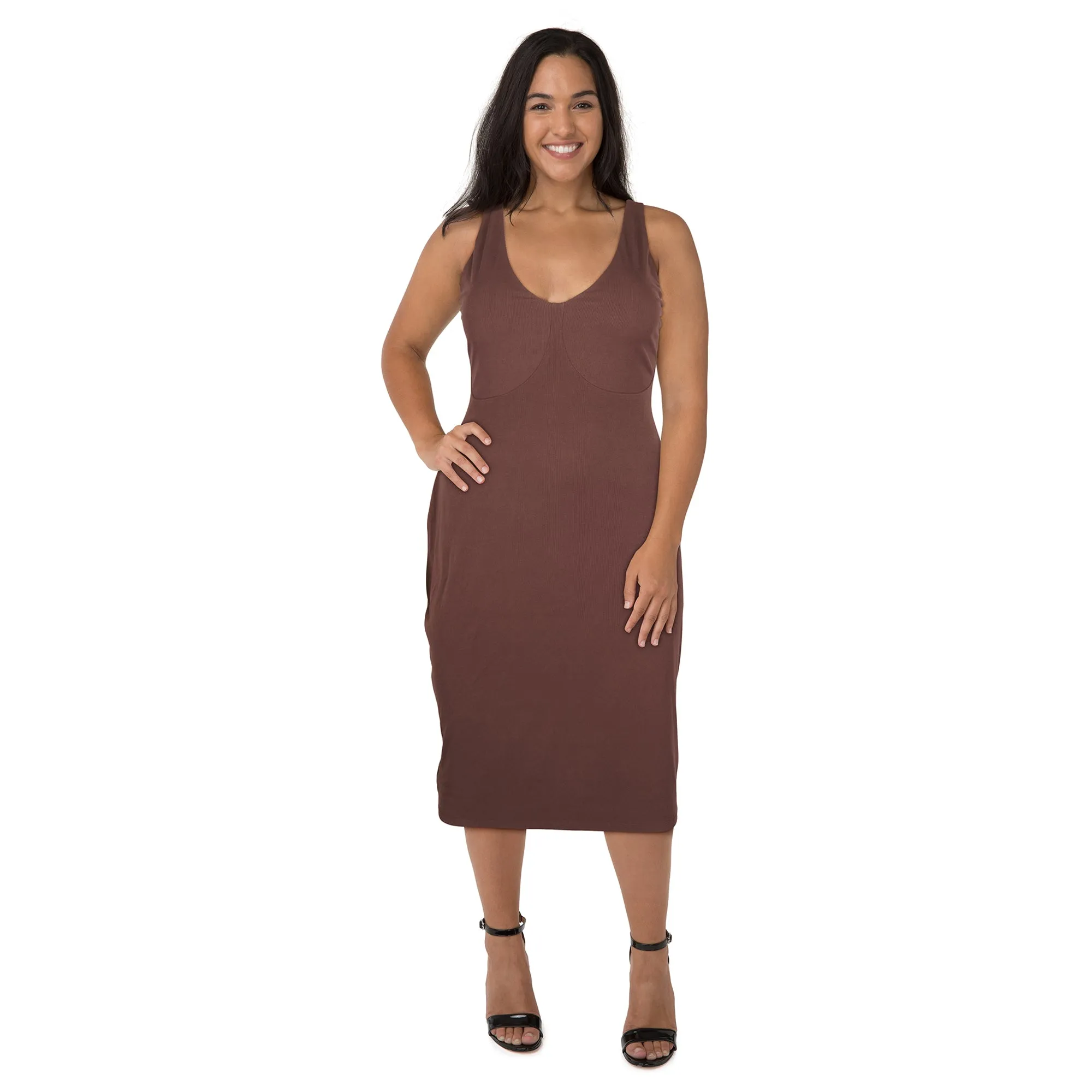 lily morgan Women's Plus Ribbed V-Neck Tube Dress sold by Giant Tiger product image thumbnail 2